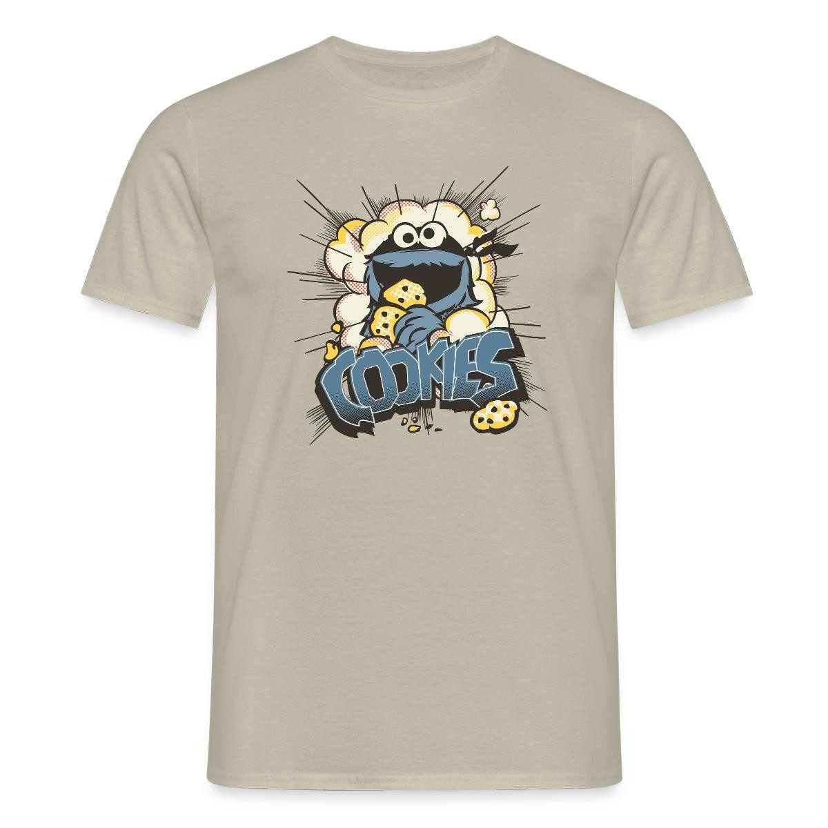 Spreadshirt T-Shirt Sesamstraße Design Mit Krümelmonster Und Cookies Männer T-Shirt (1-tlg)