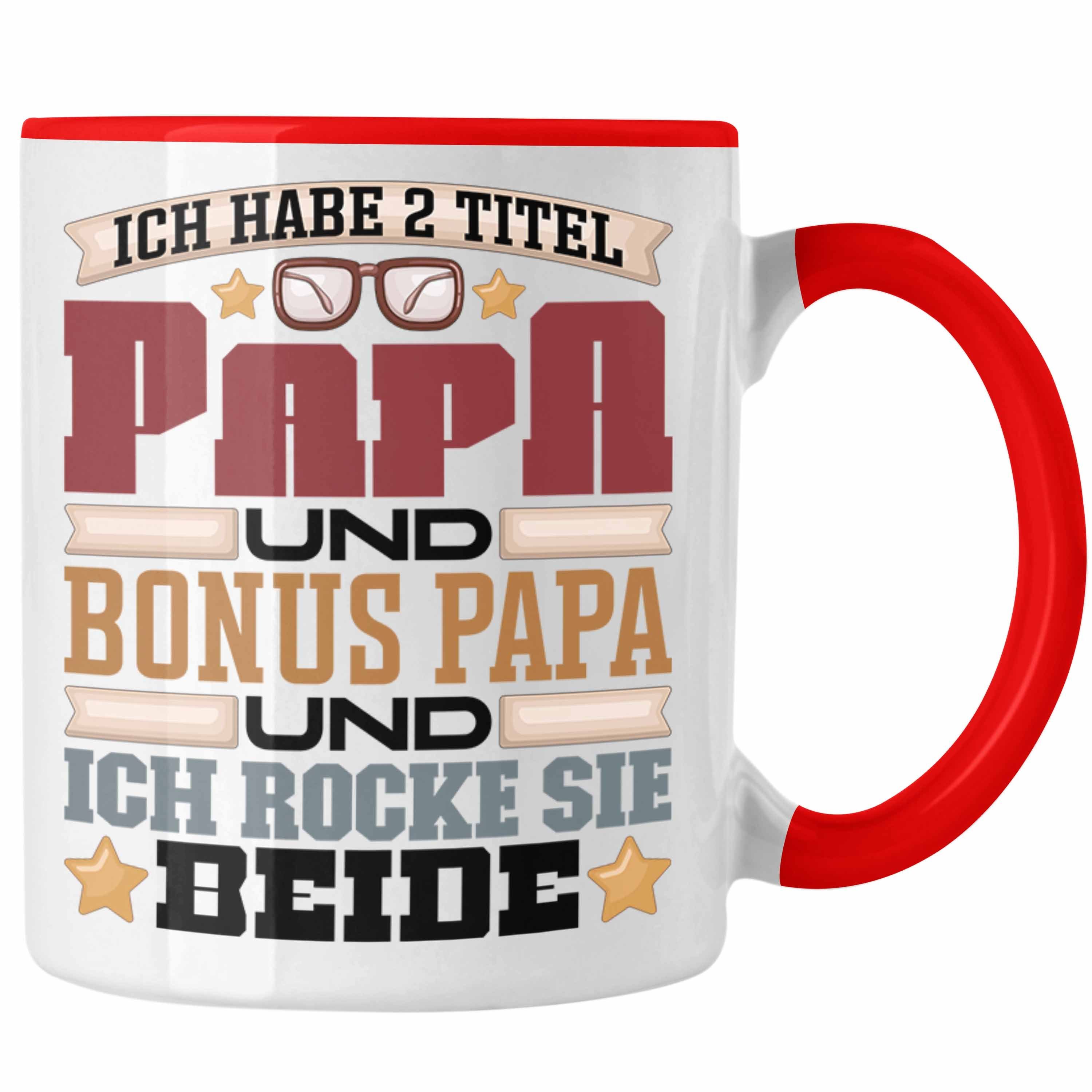 Trendation Tasse Stiefpapa Geschenk Tasse Stiefvater Bonuspapa Geschenkidee Ich Habe 2 Rot