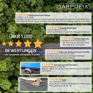 Tarpofix® Schutzplane Anhänger Dreiloch Planenhaken mit Öse (10-St), Kombi Befestigungshaken für Anhängerplanen - Netzhaken für Anhängernetze - Abspannhaken zur Planenbefestigung