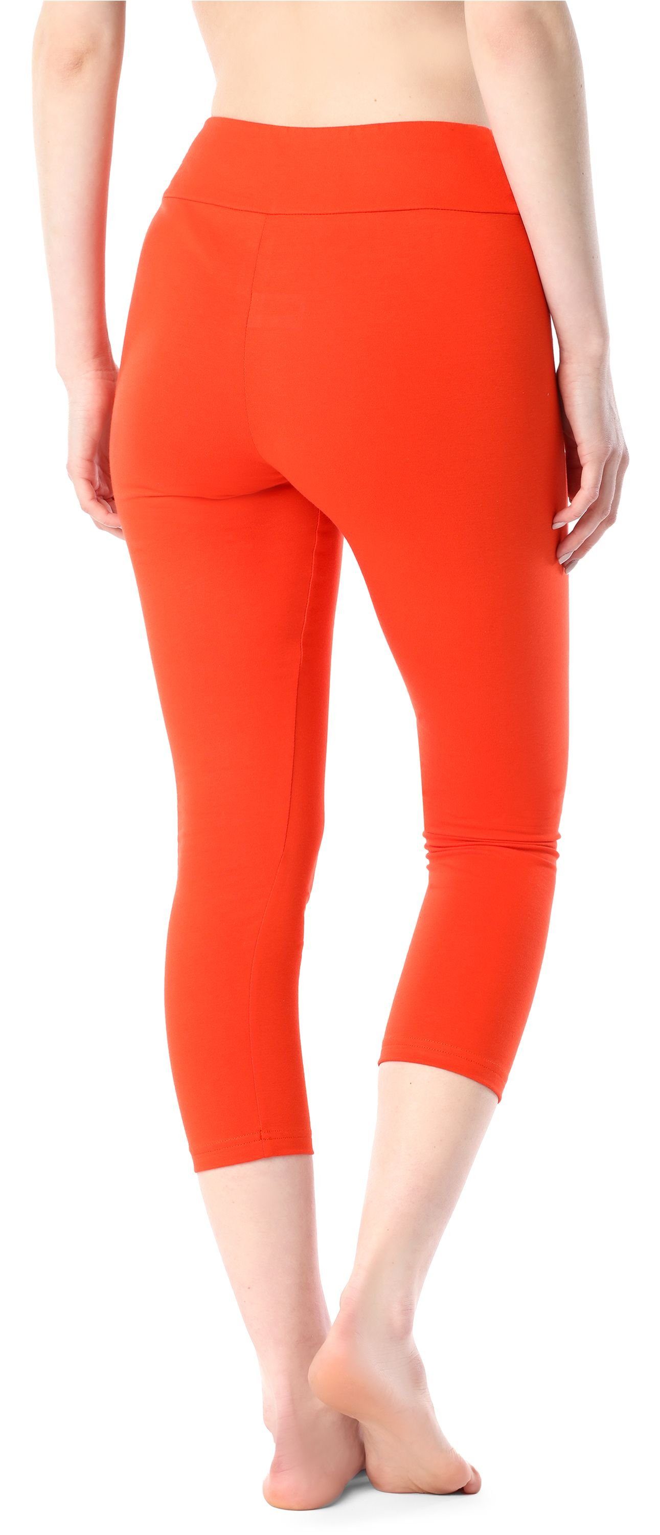 3/4 Baumwolle Style (1-tlg) elastischer MS10-430 Capri aus Orange Merry Leggings Leggings Damen Bund