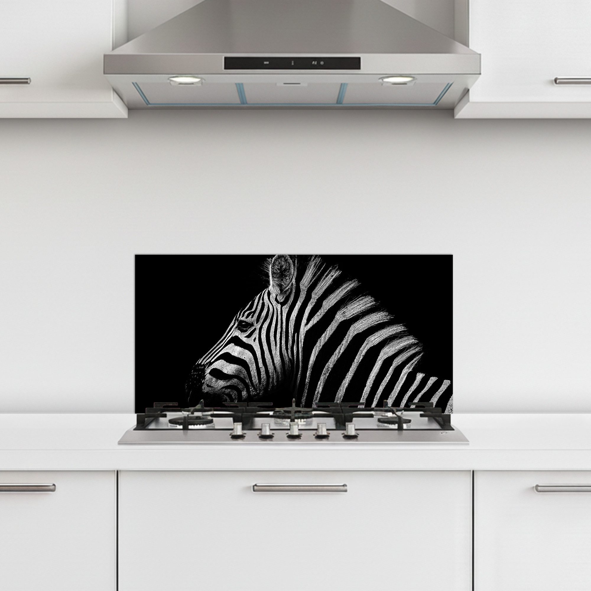 MuchoWow Küchenrückwand selbstklebend Zebra - Tier - Schwarz, (1-tlg), Küchenrückwand, Spritzschutz, Kitchen, 60x30 cm
