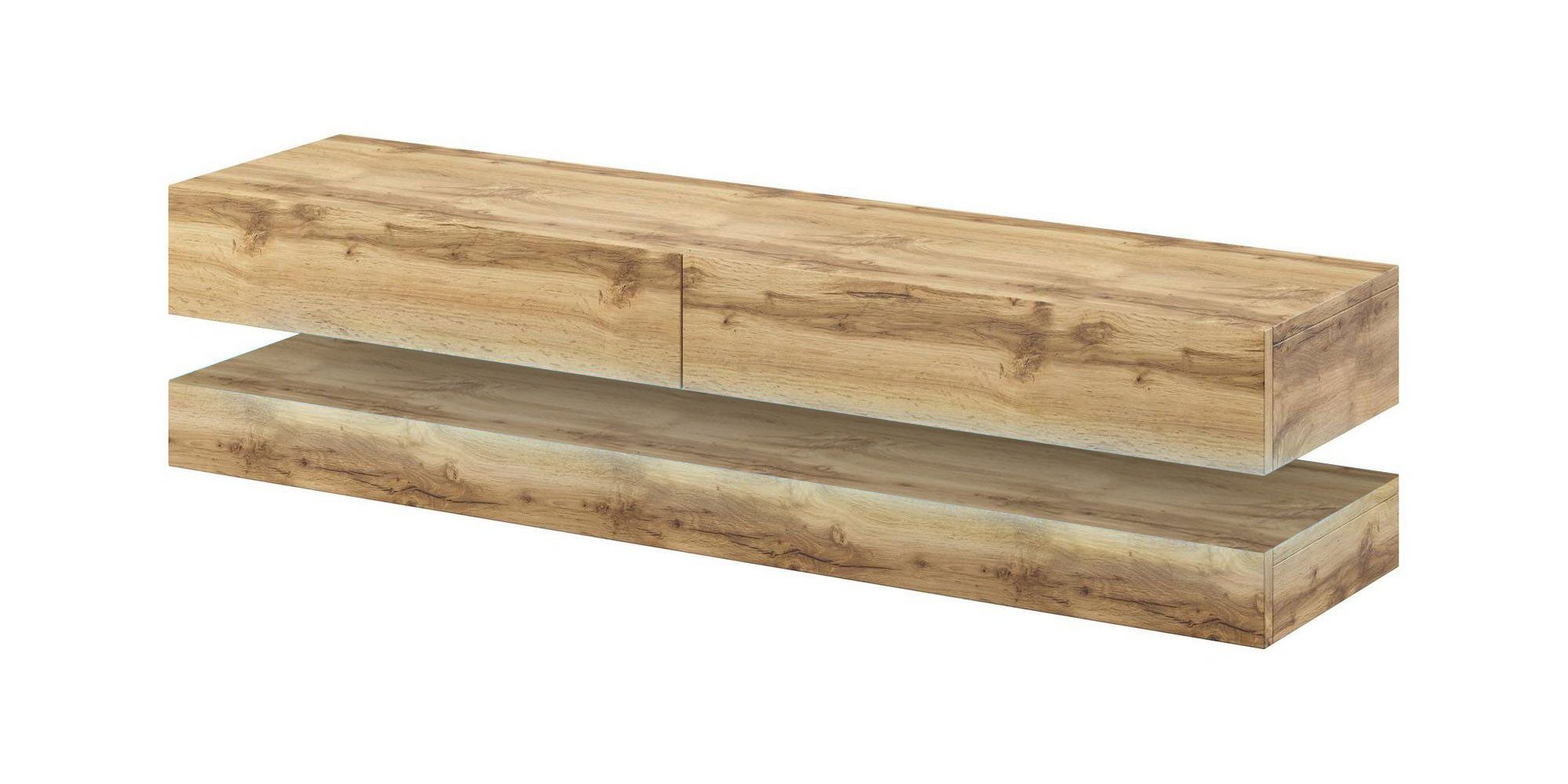Feldmann-Wohnen Lowboard Fly (mit Schubladen, 1 St., moderne Optik, mit Schubladen), 140cm mit Schubladen Eiche Wotan
