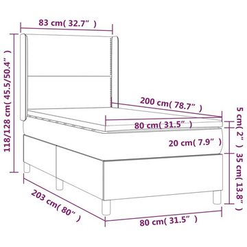 vidaXL Bett Boxspringbett mit Matratze Weiß 80x200 cm Kunstleder