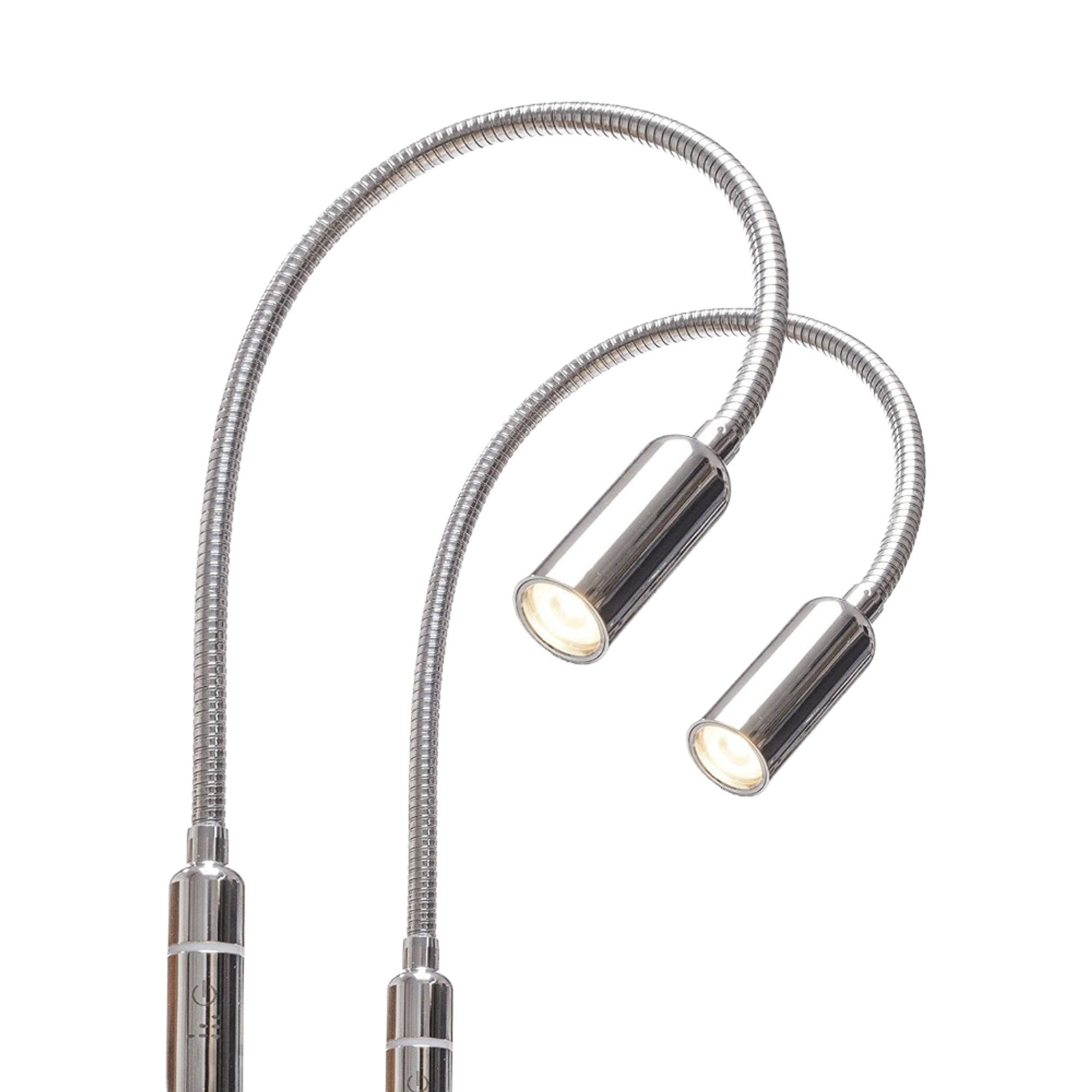 kalb Bettleuchte 3W LED Leseleuchte Nachttischlampe Bettlampe Leselampe dimmbar, 2er Set chrom, warmweiß