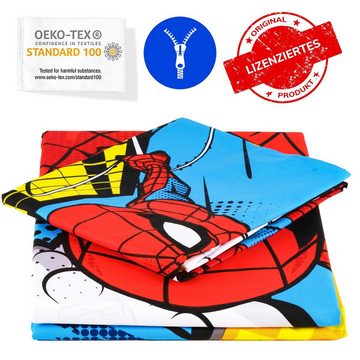 Kinderbettwäsche Spider-Man Spidey Marvel 135x200cm Bunt, JACK, Renforcé, 2 teilig, Disney Home, mit Reißverschluss