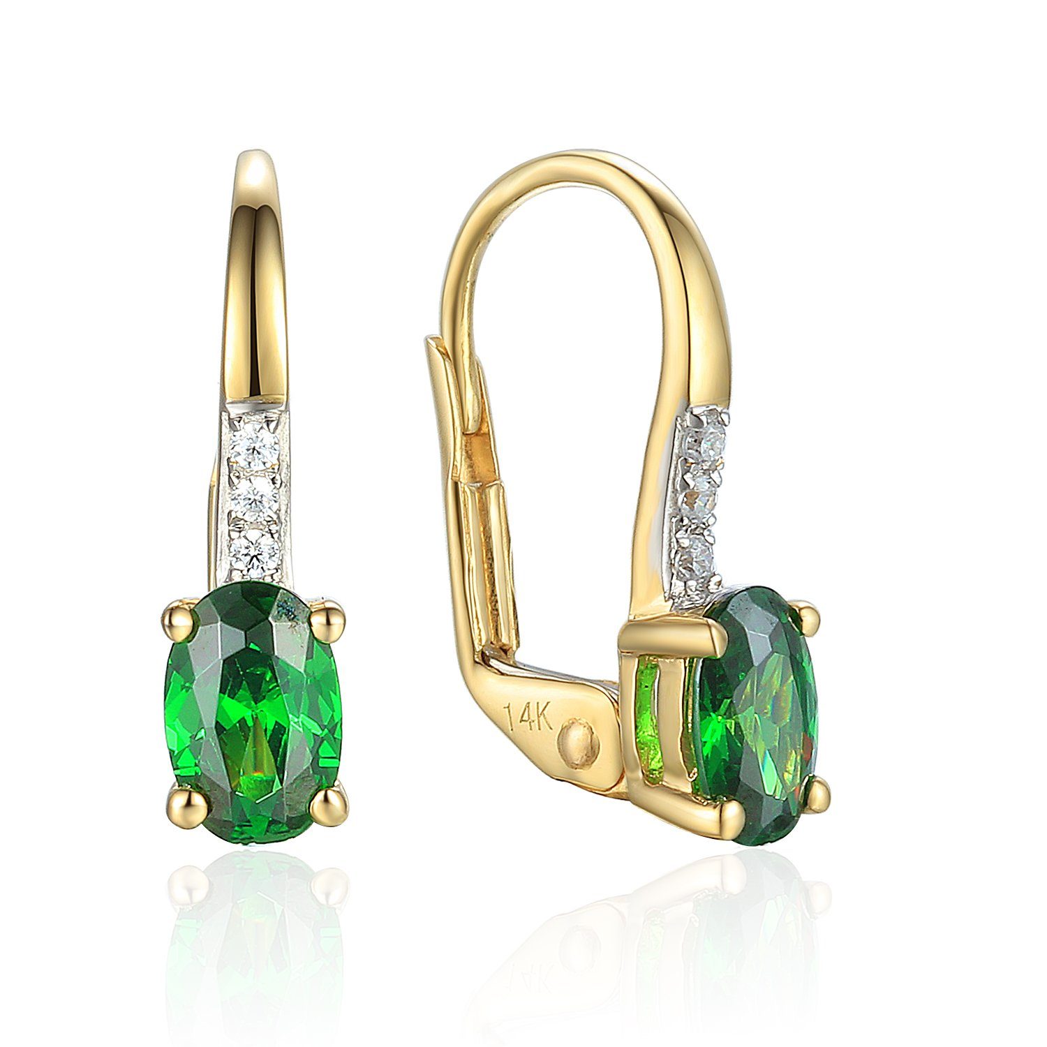 Stella-Jewellery Paar Ohrhänger 585er Gelbgold Ohrhänger mit synth. Smaragd günstig online kaufen