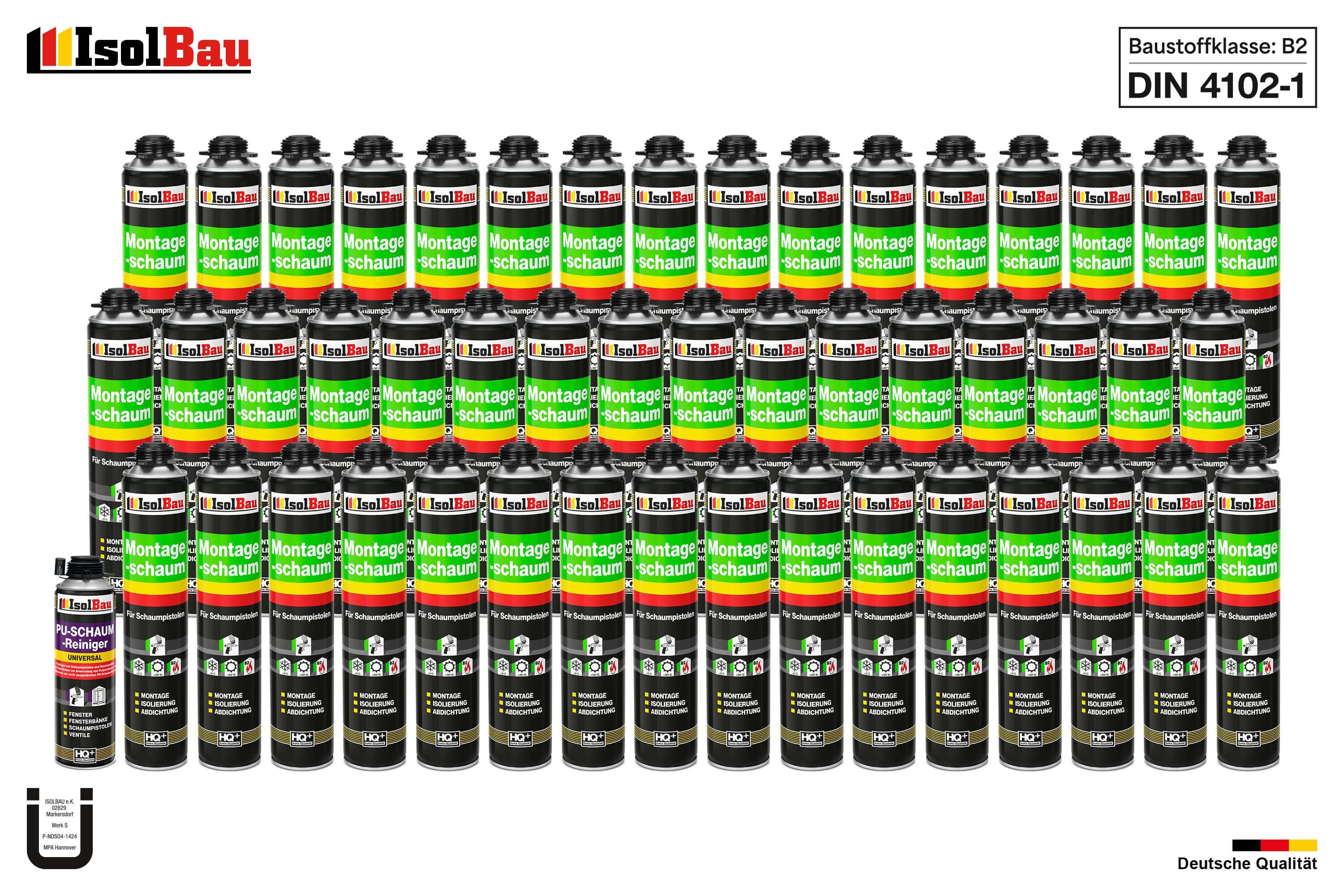 Thumbnail - None Fenster SET Pistolenschaum 48 x 750 ml Schall Schaumpistole Wärmedämmung, Pistolenschaum 48 x 750 ml + 1 Reiniger 5...