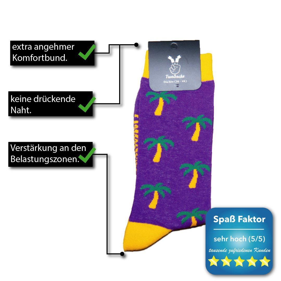 Socken Palmen Einheitsgröße Herren & Damen, lustige TwoSocks Freizeitsocken Socken