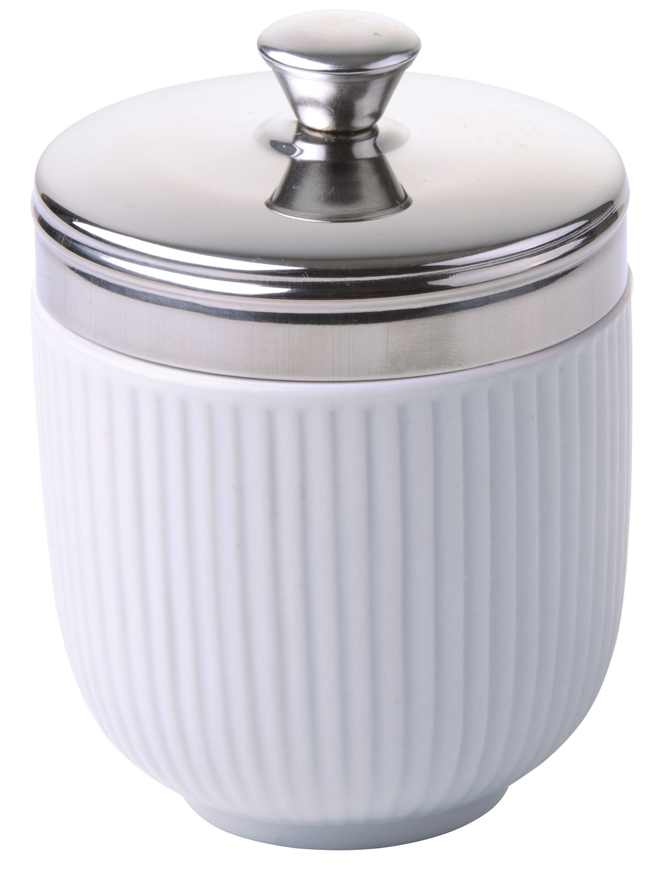 Egg Coddler aus Porzellan, weiß, Edelstahl, Küchenutensilien