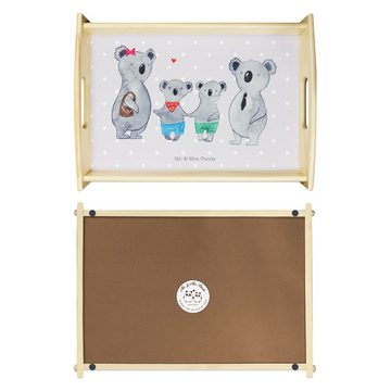 Mr. & Mrs. Panda Tablett Koala Familie zwei - Grau Pastell - Geschenk, Bruder, Frühstückstable, Echtholz lasiert, (1-tlg), Kratzfeste Oberfläche
