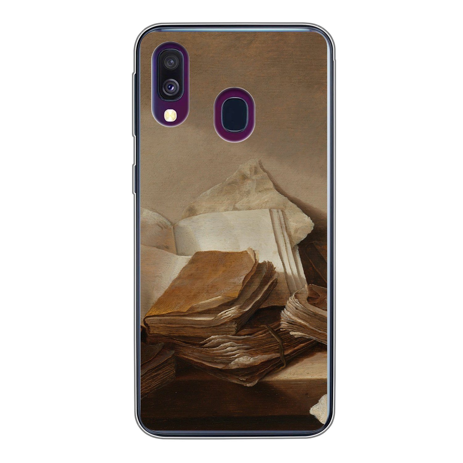 MuchoWow Handyhülle für Samsung Galaxy A40 Stilleben mit Büchern - Gemälde von Jan Davidsz, Smartphone-Bumper, Print, Handy Schutzhülle Dünn