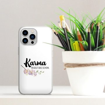 DeinDesign Handyhülle Karma regelt das schon, Apple iPhone 13 Pro Silikon Hülle Bumper Case Handy Schutzhülle