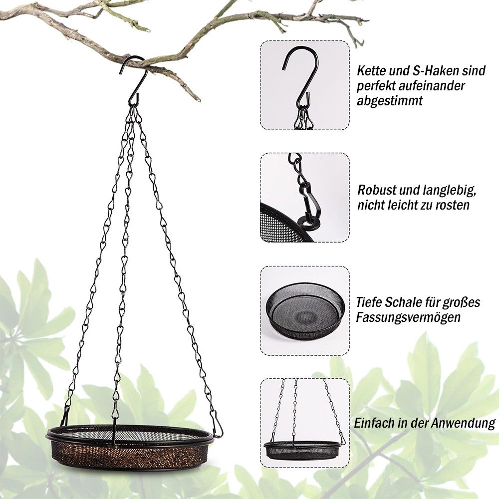 TUWENA Futterstation 2er Set Vogelfutterspender zum Aufhängen, Vogeltränke für Wildvögel, Vogelfütterer mit Eisenkette und Haken für Garten, Terrasse, Bauernhof