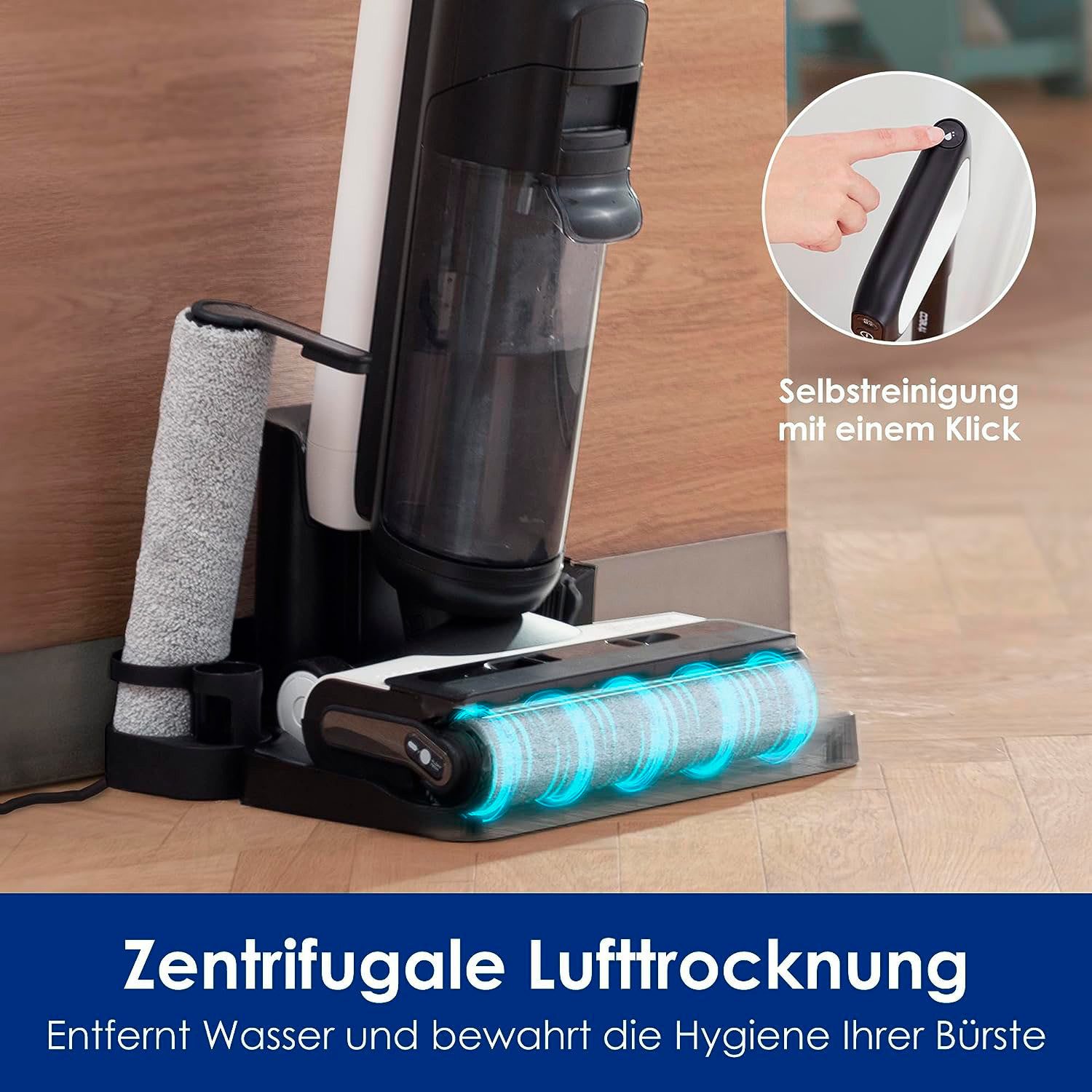 Tineco Nass-Trocken-Akkusauger Floor One S6 PET Nass-Trocken Akkusauger, mit Tierhaarfilter, 230 W, beutellos, automatische Anpassung der Saugleistung, beidseitige Kantenreinigung