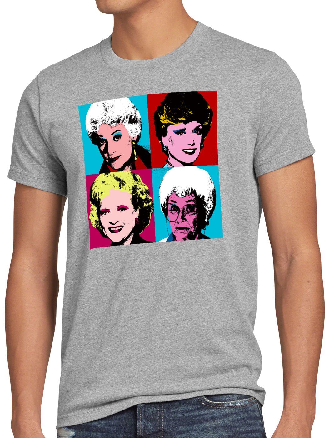 style3 Print-Shirt Herren T-Shirt Color Girls golden florida sitcom warhol grau meliert