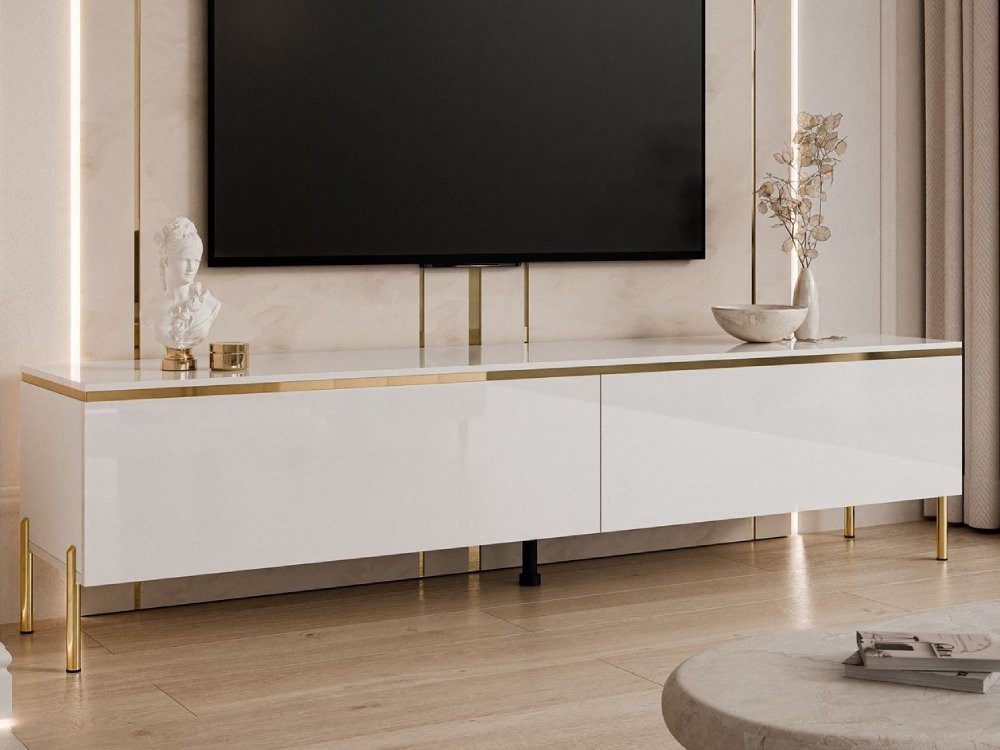ALLHOUSE24 TV-Schrank PEONY weiß Hochglanz Gold Beine TV-Unterschrank BERLI günstig online kaufen