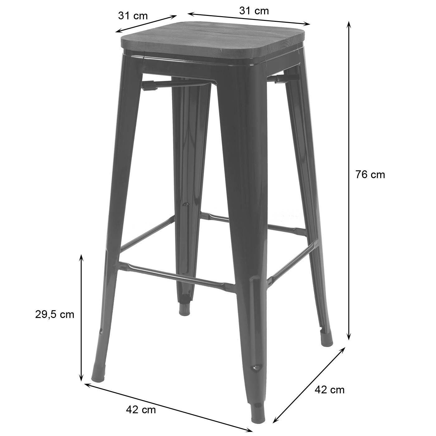 MCW Barhocker Barhocker MCW-A73-4-H (Set, Belastbarkeit 4er), Stuhl: pro mit kg 120 Holzsitzfläche, weiß Maximale