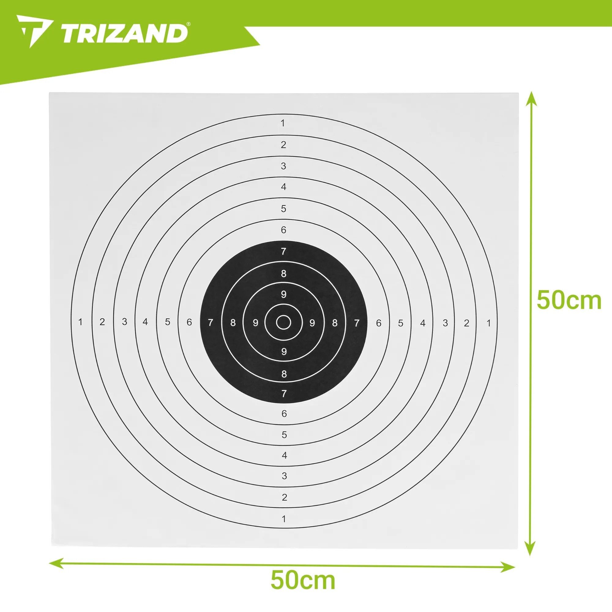Trizand Zielscheibe Trainingsscheiben Schießsport, (Spar-Set, 100-tlg., 50x50cm 100er-Set), 100 Scheiben, Offsetpapier 80g/m², großes Format 50x50cm