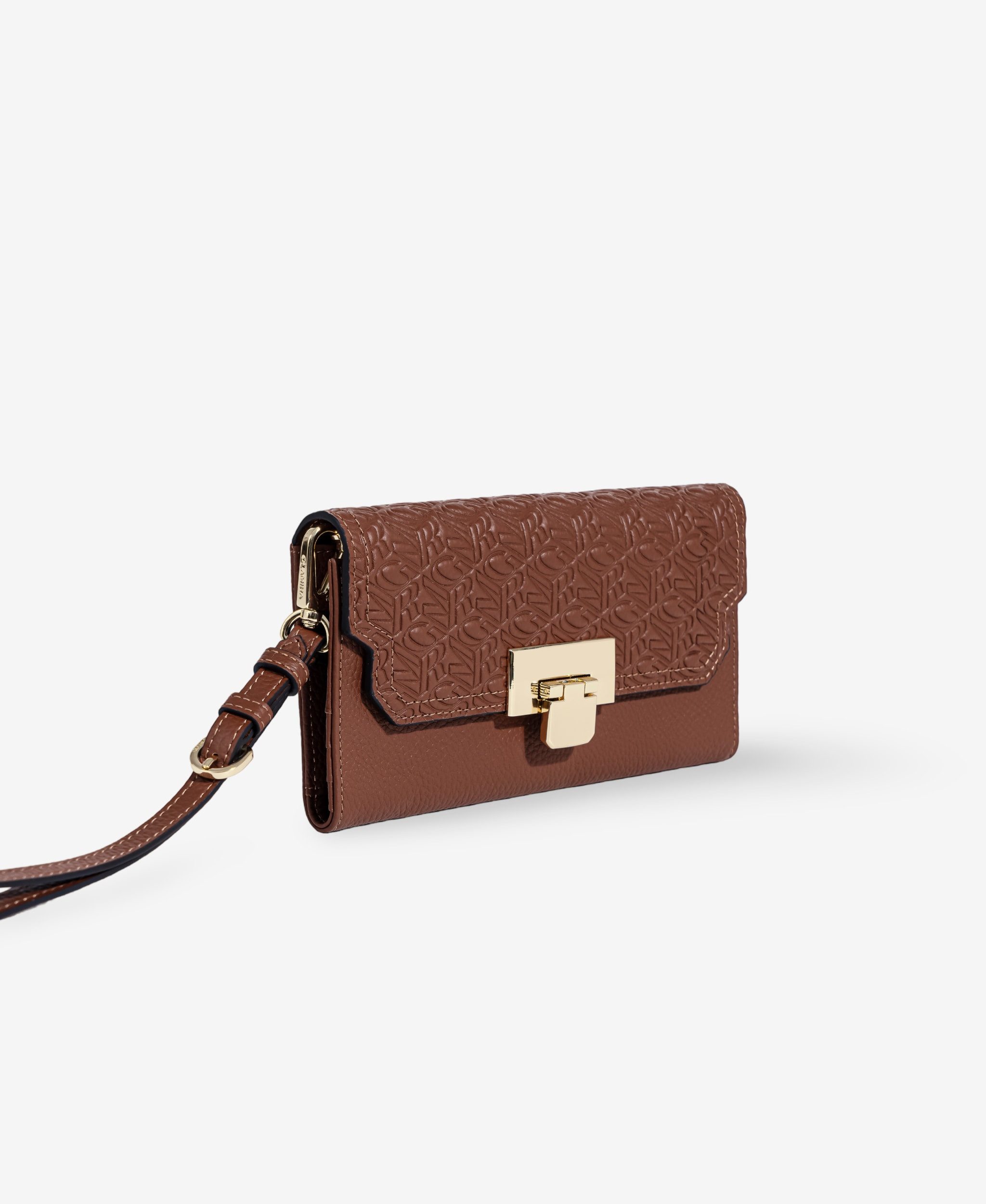 GLAMIRA Handtasche Glamouré Soir Braune Geldbörse (Set, 2-tlg., mit Kartenetui), abnehmbares Handgelenkband