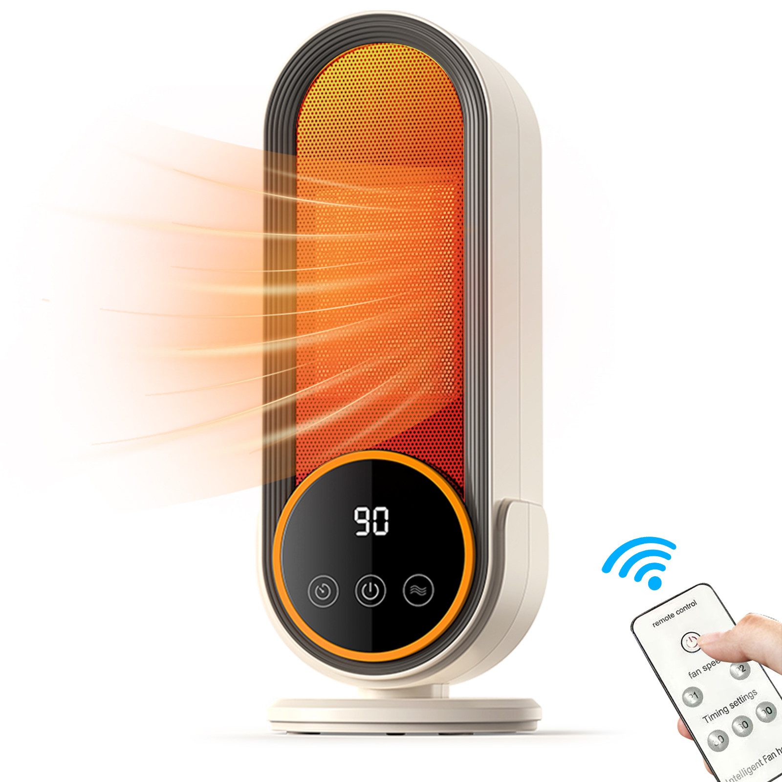 Tekoo Heizlüfter Keramik Heizlüfter 1200W Energiesparend, Timer & Display, Flüsterleiser 40dB Betrieb, Anti-Verbrühungs-Gitter, No-Light-Desig