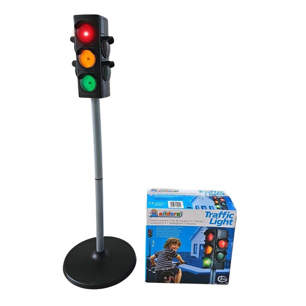 alldoro Spiel-Verkehrszeichen Verkehrsampel für Kinder 75 cm, mit Fußgängerampel batteriebetrieben