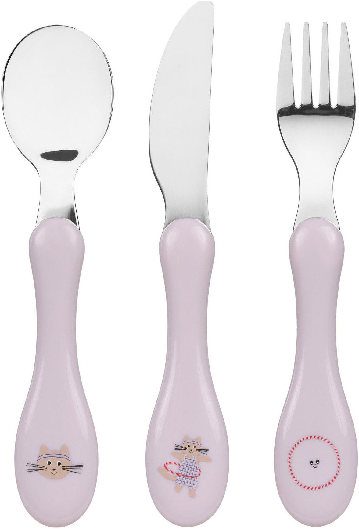 LÄSSIG Kinderbesteck Tiny Team Cat (3-tlg), Edelstahl