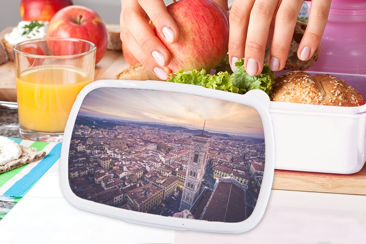 für Jungs Himmel Kunststoff, Brotbox Erwachsene, und Italien und Kinder für - MuchoWow weiß Lunchbox Florenz, Brotdose, (2-tlg), - Mädchen