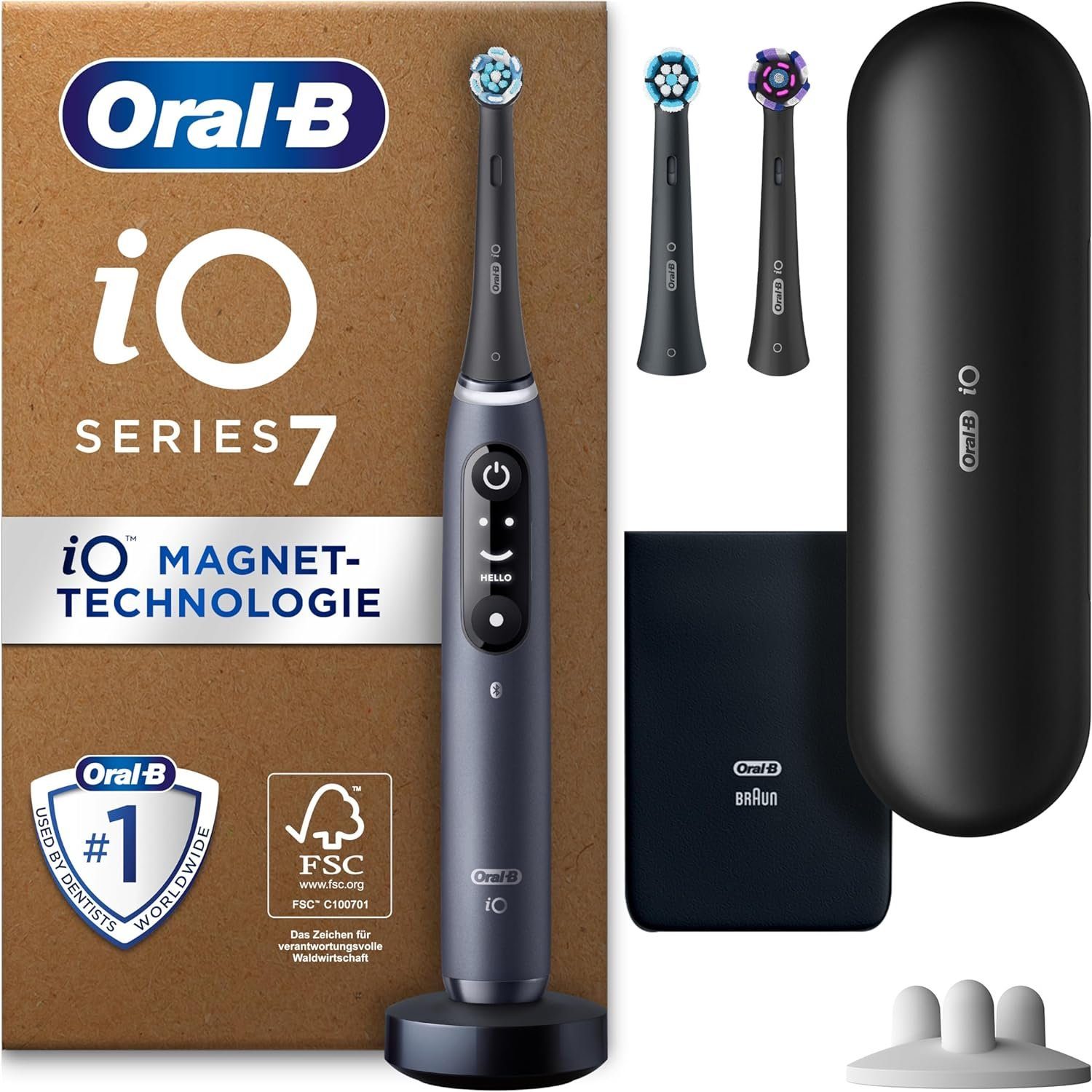 Oral-B Elektrische Zahnbürste iO Series 7 Plus Edition inkl. 3  Aufsteckbürsten Magnet-Etui schwarz