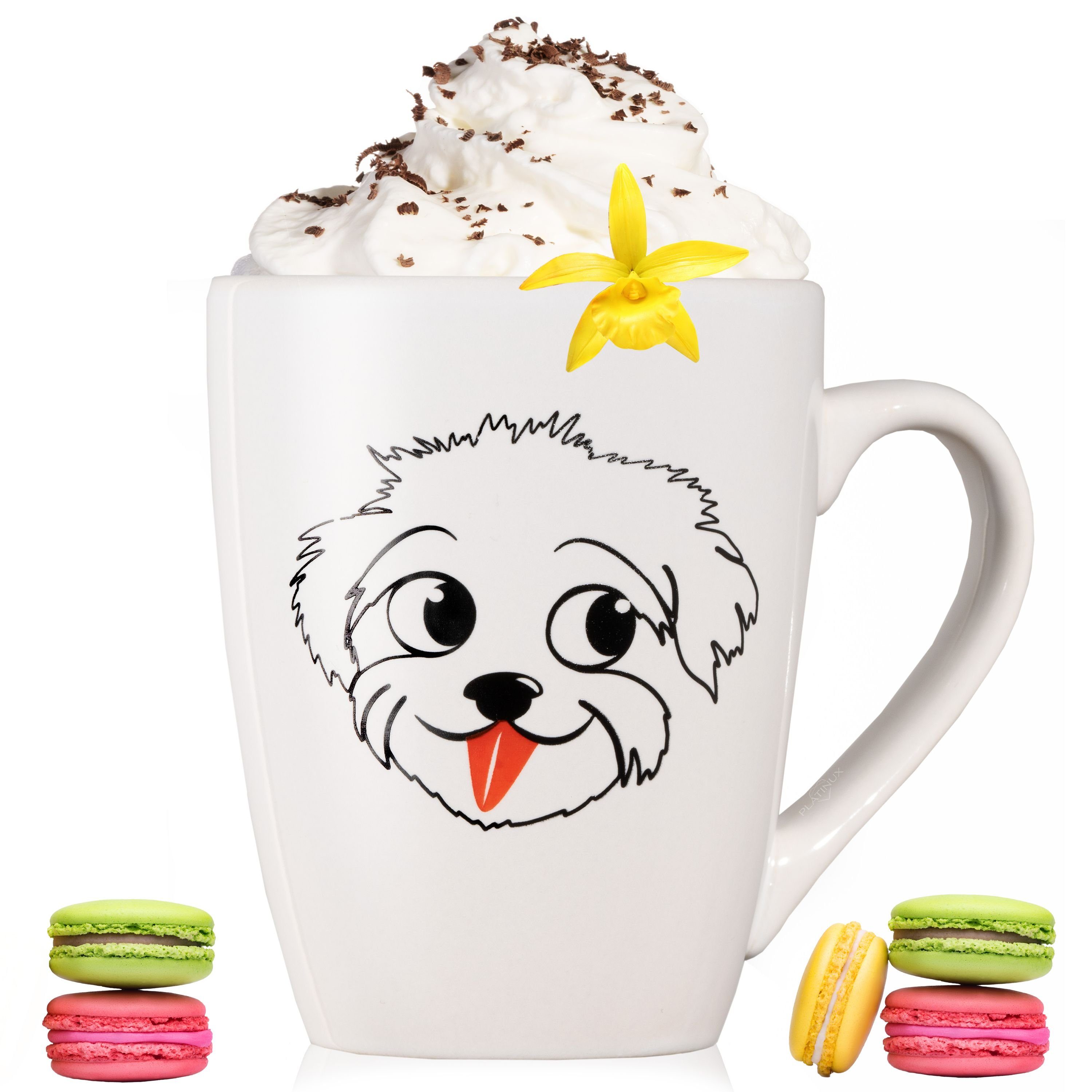 PLATINUX Tasse Kaffeetasse mit Hunde Motiv "Einstein", Keramik, Tasse mit Griff 250ml Teetasse Kaffeebecher Teebecher aus Keramik