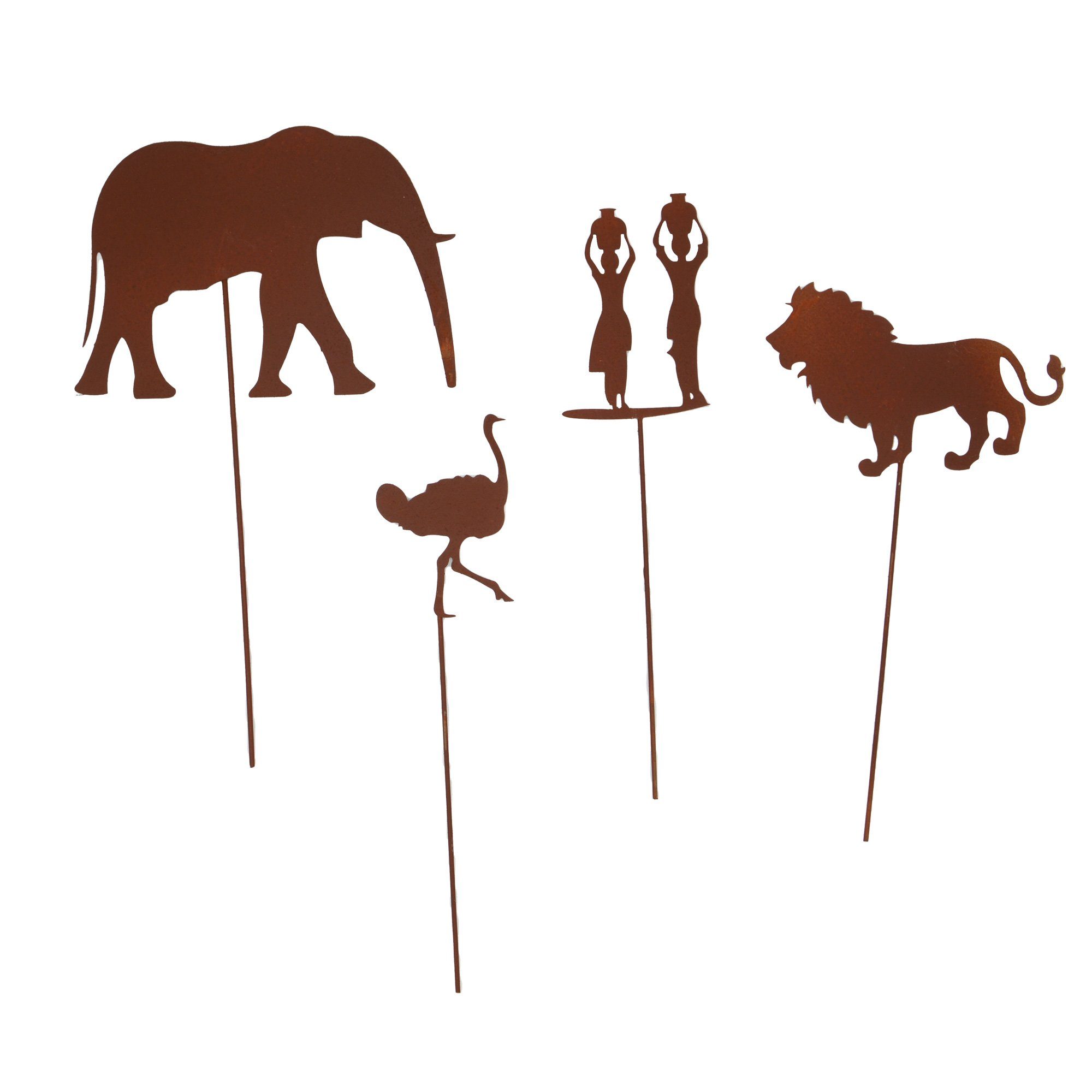 Gartenstecker 4er Set Afrika Rostoptik