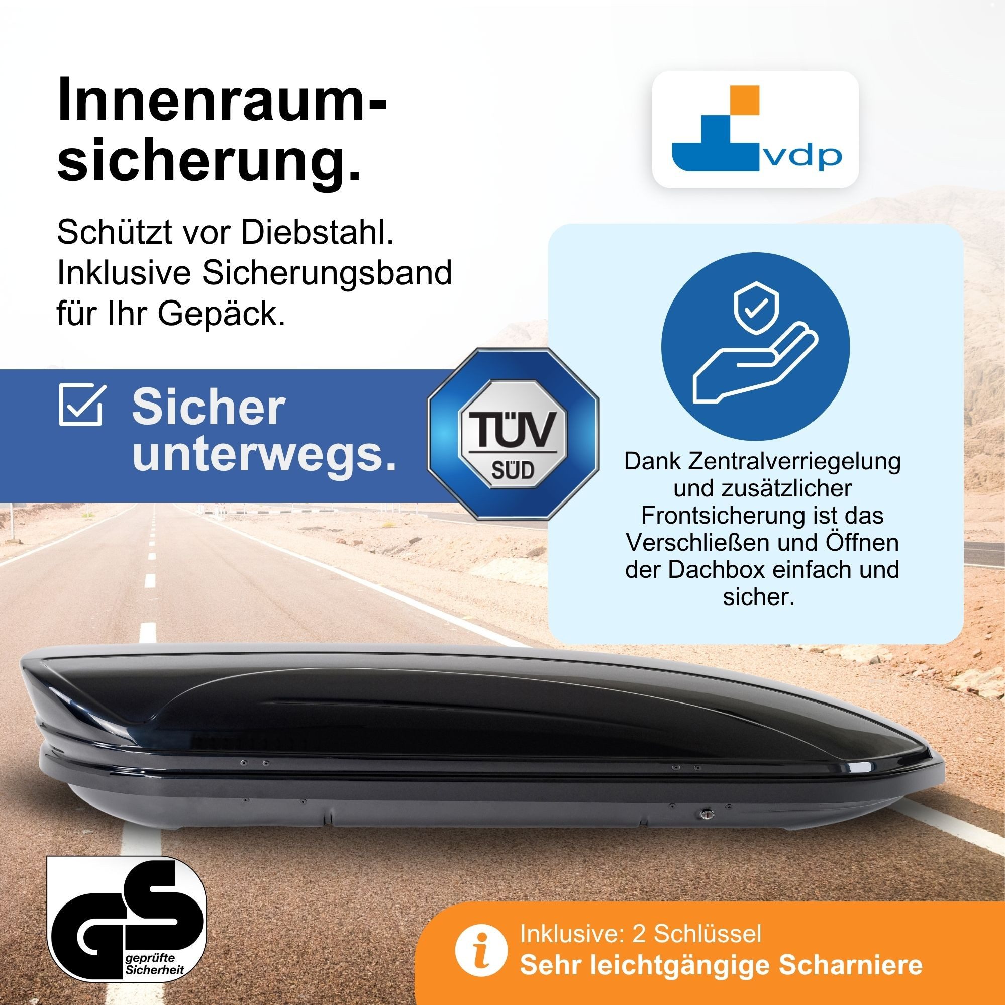 VDP Dachbox, (Passend für Volvo V50 (5Türer) 2004-2012)