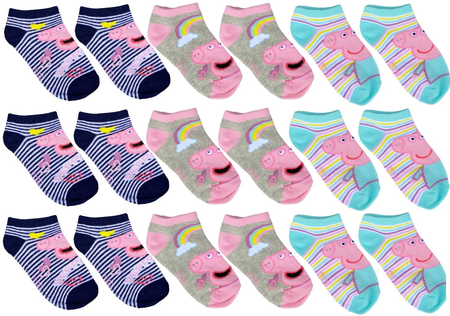 Feinsocken PEPPA WUTZ kurze Socken Set 9 Paar Mädchen Strümpfe Gr.23 24 25 26 207 28 29 30 31