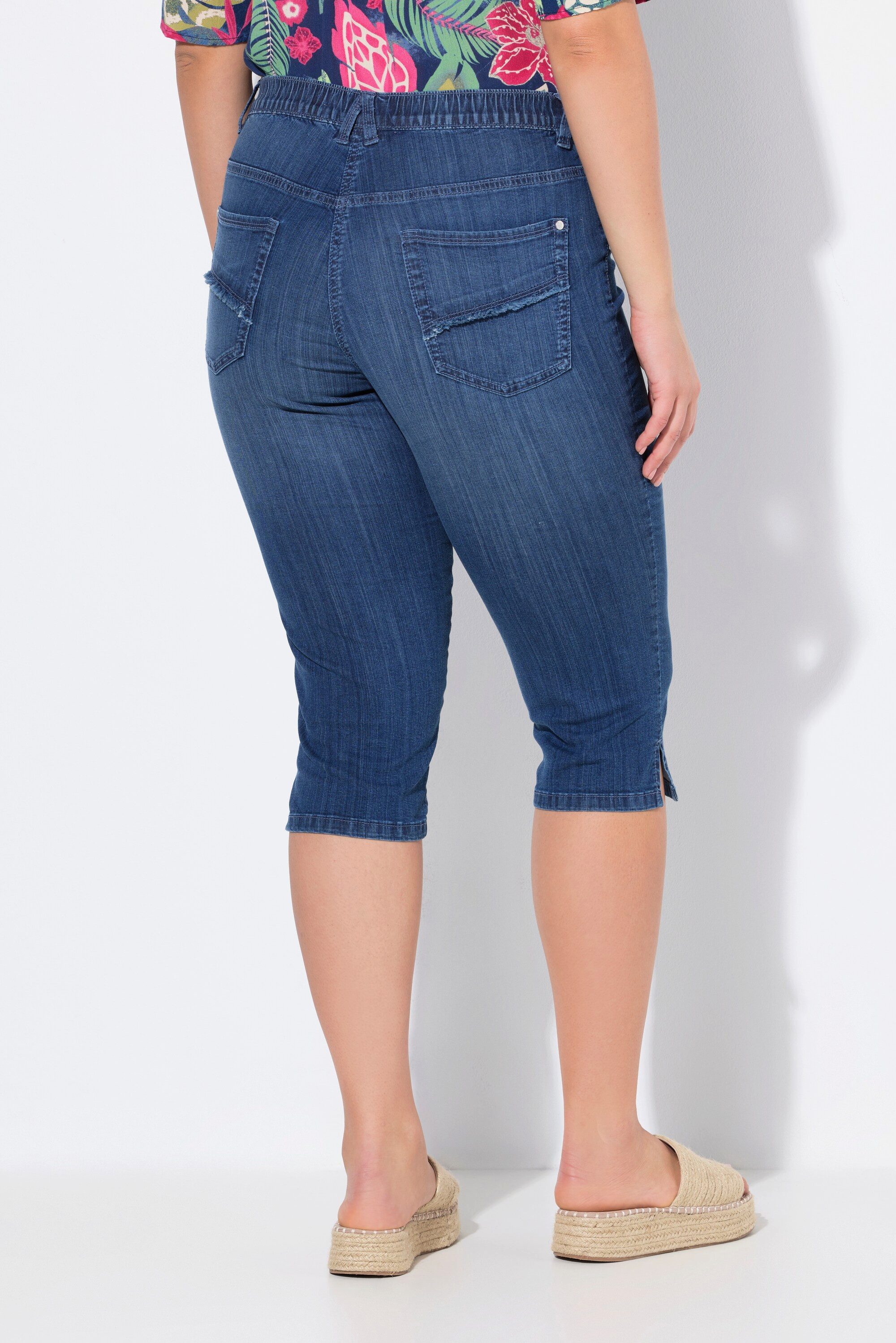 Ulla Popken Regular-fit-Jeans Jeans-Capri Sienna schmales Bein Elastikbund