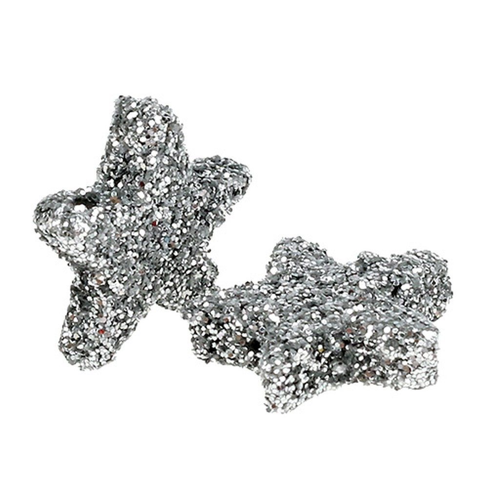 Othmar Decorations Weihnachtsmann Stern Glitter 1,5cm Deko Silber Streudeko Weihnachten Basteln, 144 St