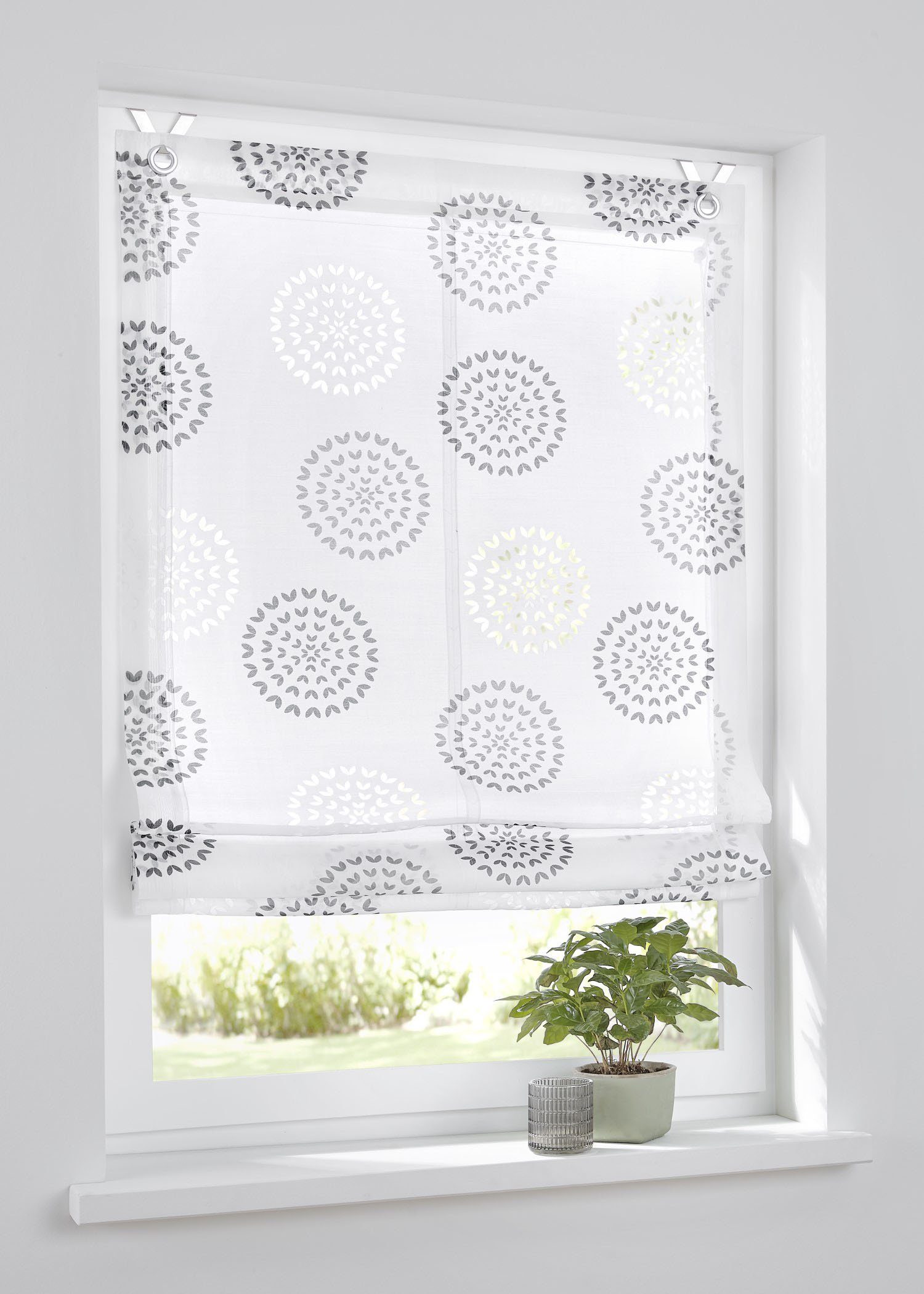 Kutti Raffrollo Bella, mit Hakenaufhängung, ohne Bohren, freihängend, weiß, günstig online kaufen