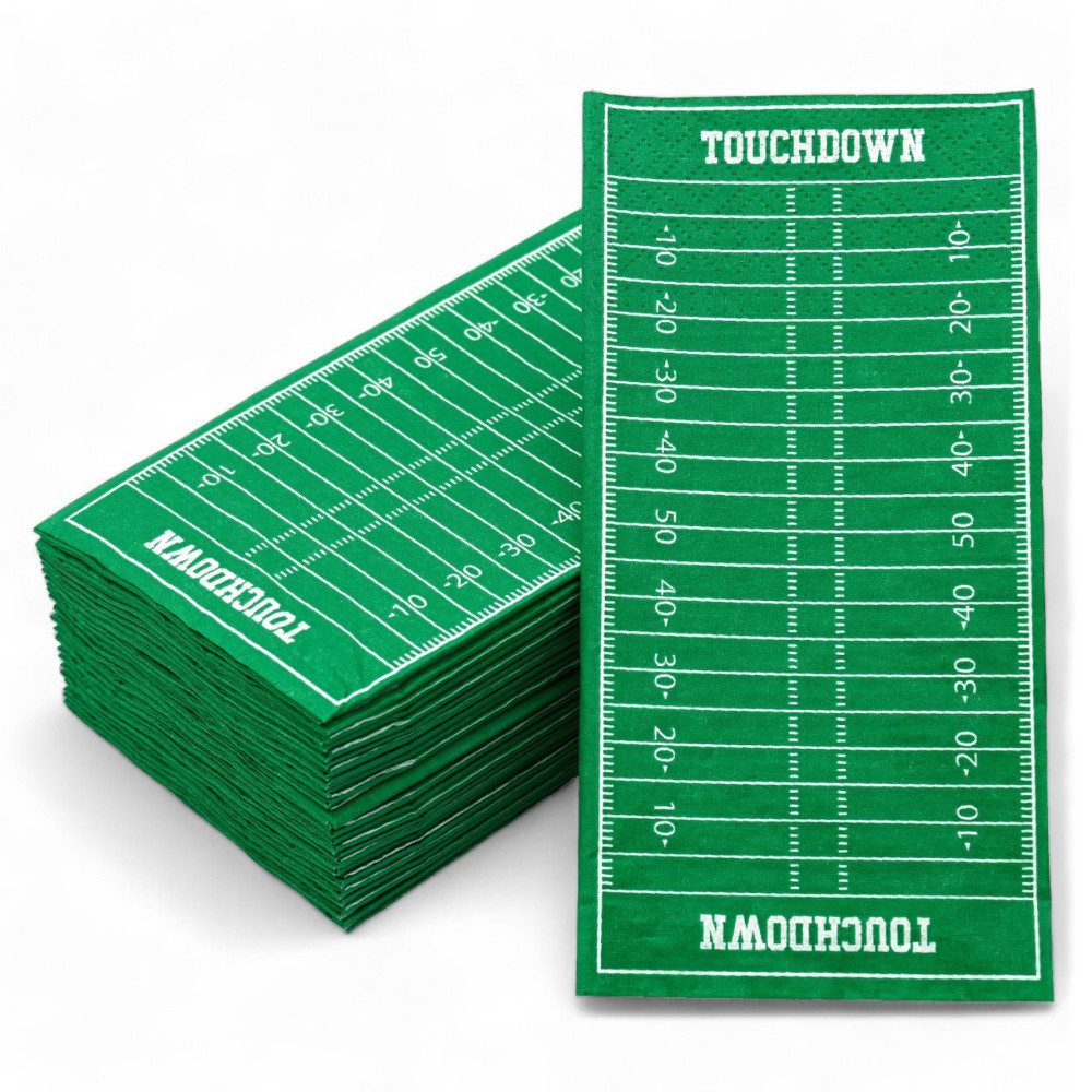 40YARDS Papierserviette American Football Салфетки im Spielfeld Design, (24 St., 33 x 33 cm), Made in EU, 1/8-Falz -> Buch-Falz