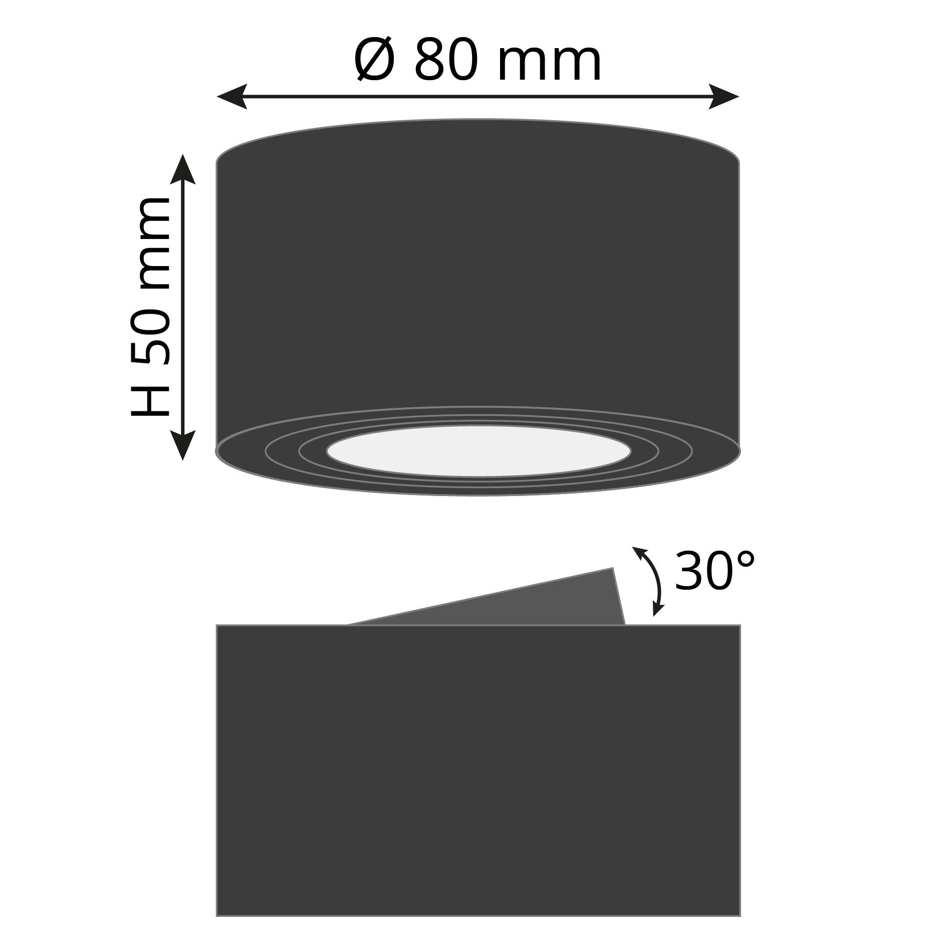 SSC-LUXon Aufbauleuchte CELI-1B Aufbauspot flach gebuerstet LED, RGB RGB schwenkbar mit schwarz