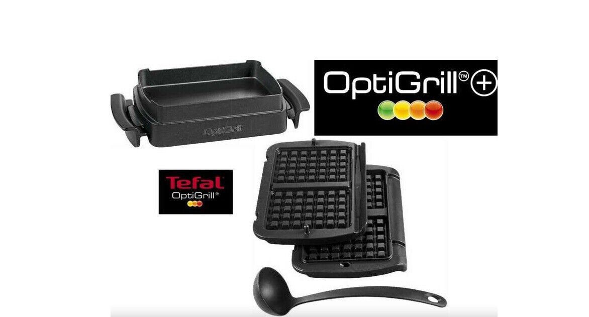 Tefal Kontaktgrill Waffelplatten/Kelle + Snacking-Backingschale, für Optigrill+ & Elite Modell