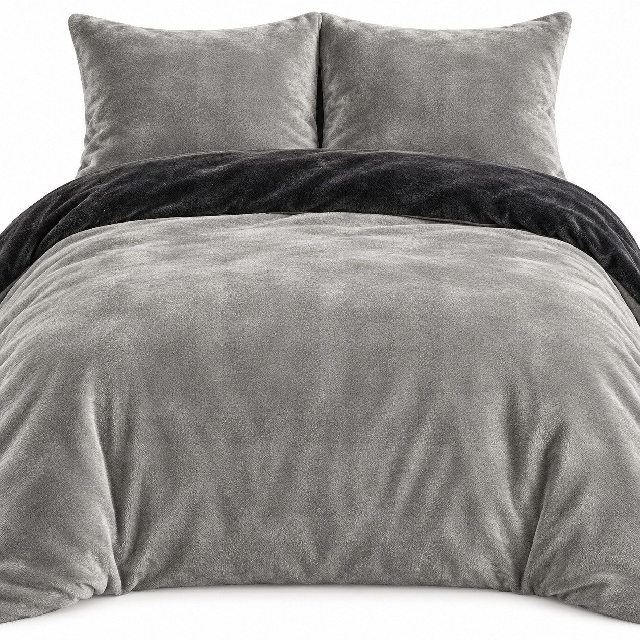 Leonado Vicenti Bettwäsche Winter Teddy Plüsch Cashmere Touch, Fleece, 3 teilig, flauschig warmes Nicky-Teddy-Plüsch, Einfarbig