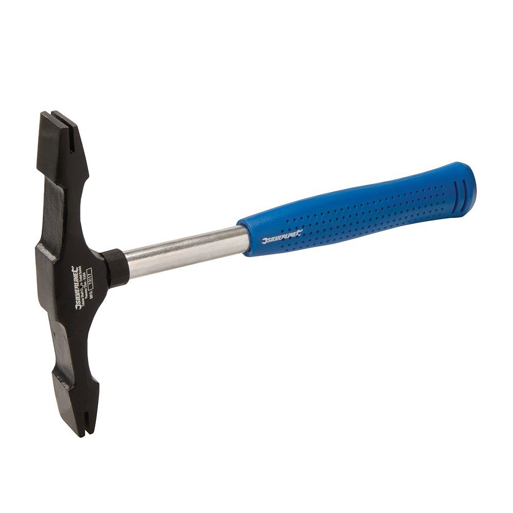 Plattenverlegehammer Mörtelhammer mit zwei Pinnen und Stahlrohrstiel 709 g