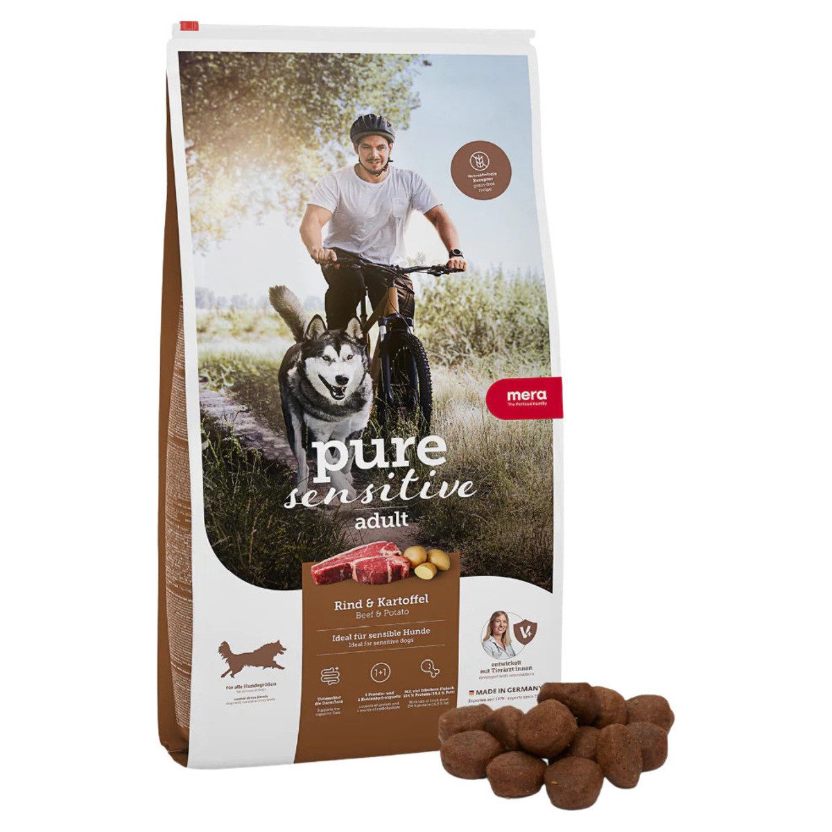 Mera Dog Pure Sensitive Fresh Meat Rind & Kartoffel 1 kg, Trockenfutter für: Hund