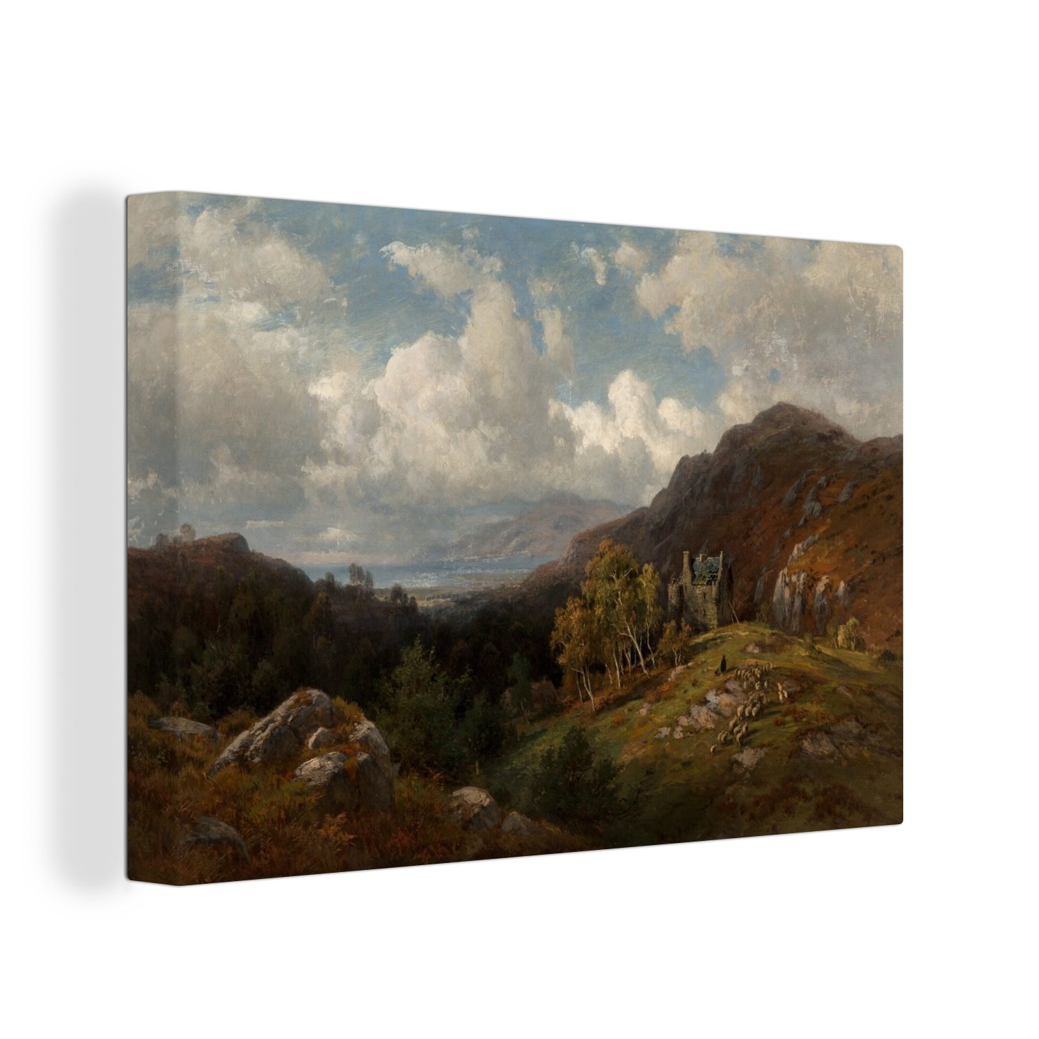 OneMillionCanvasses® Leinwandbild Landschaft bei Oban, Schottland - Gemälde von Paul Weber, (1 St), Wandbild Leinwandbilder, Aufhängefertig, Wanddeko, 30x20 cm