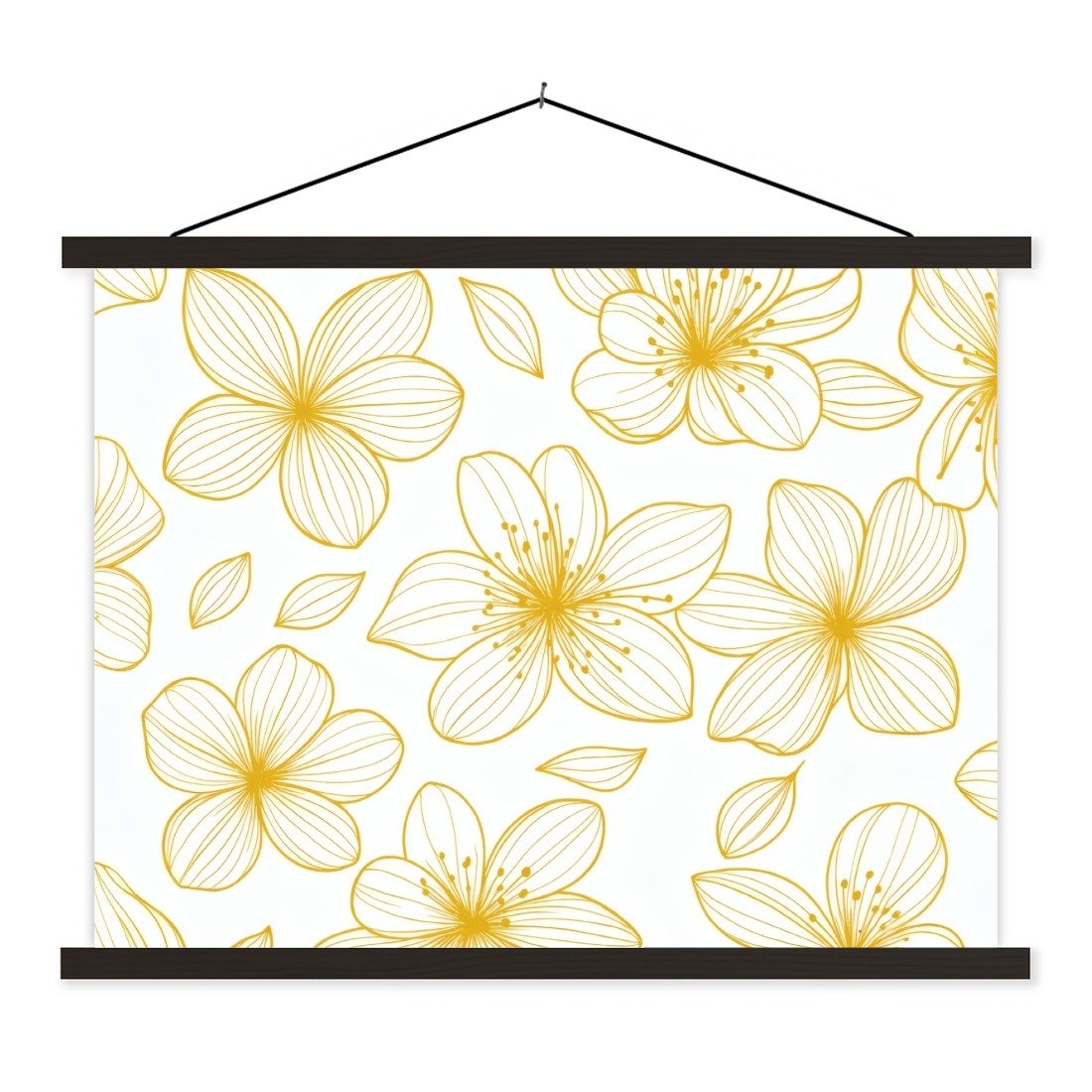 Poster Blumen - Muster - Illustration - Gelb