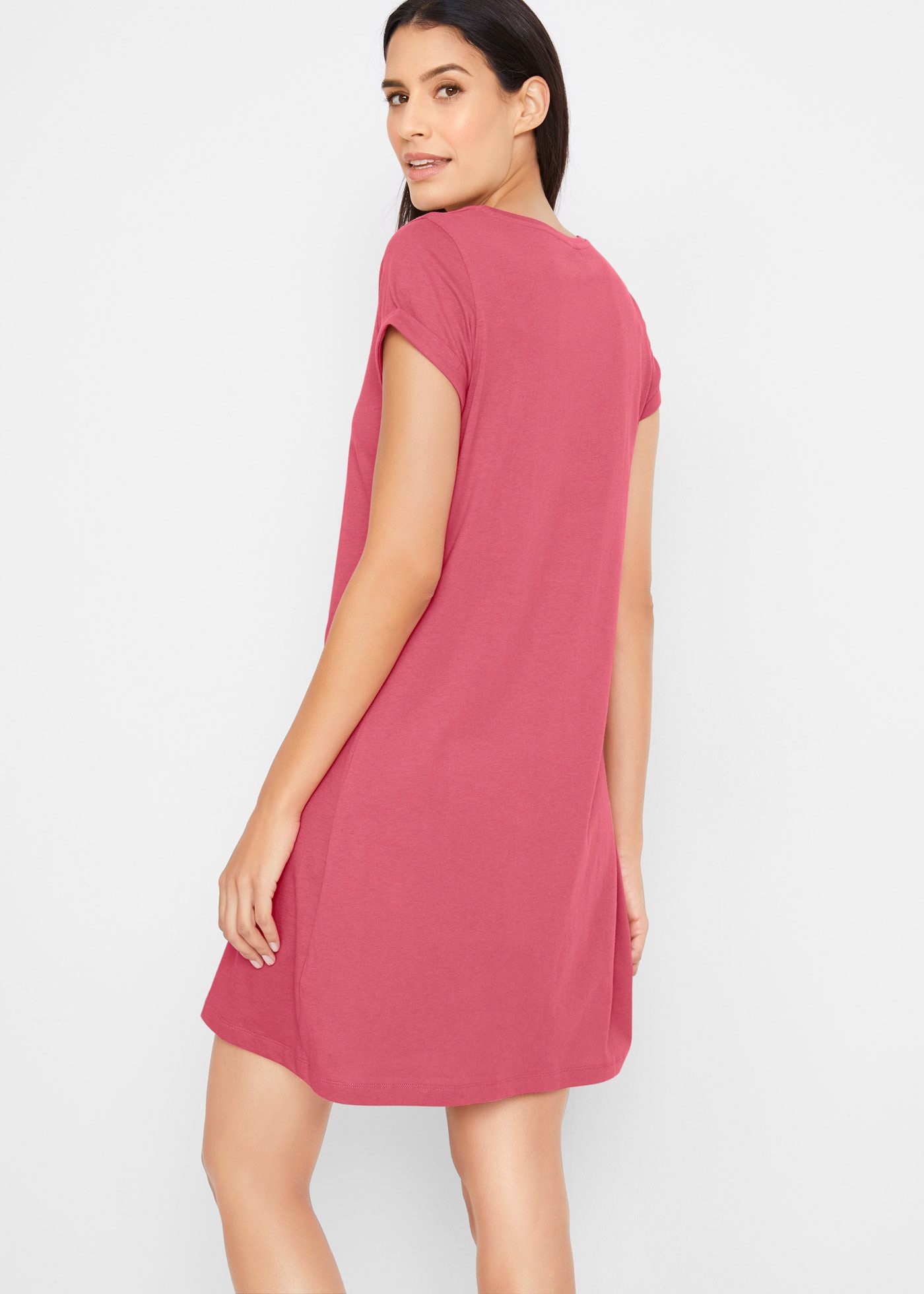 bonprix Shirtkleid für warme Tage, aus reiner Baumwolle, taillierte Passfor günstig online kaufen