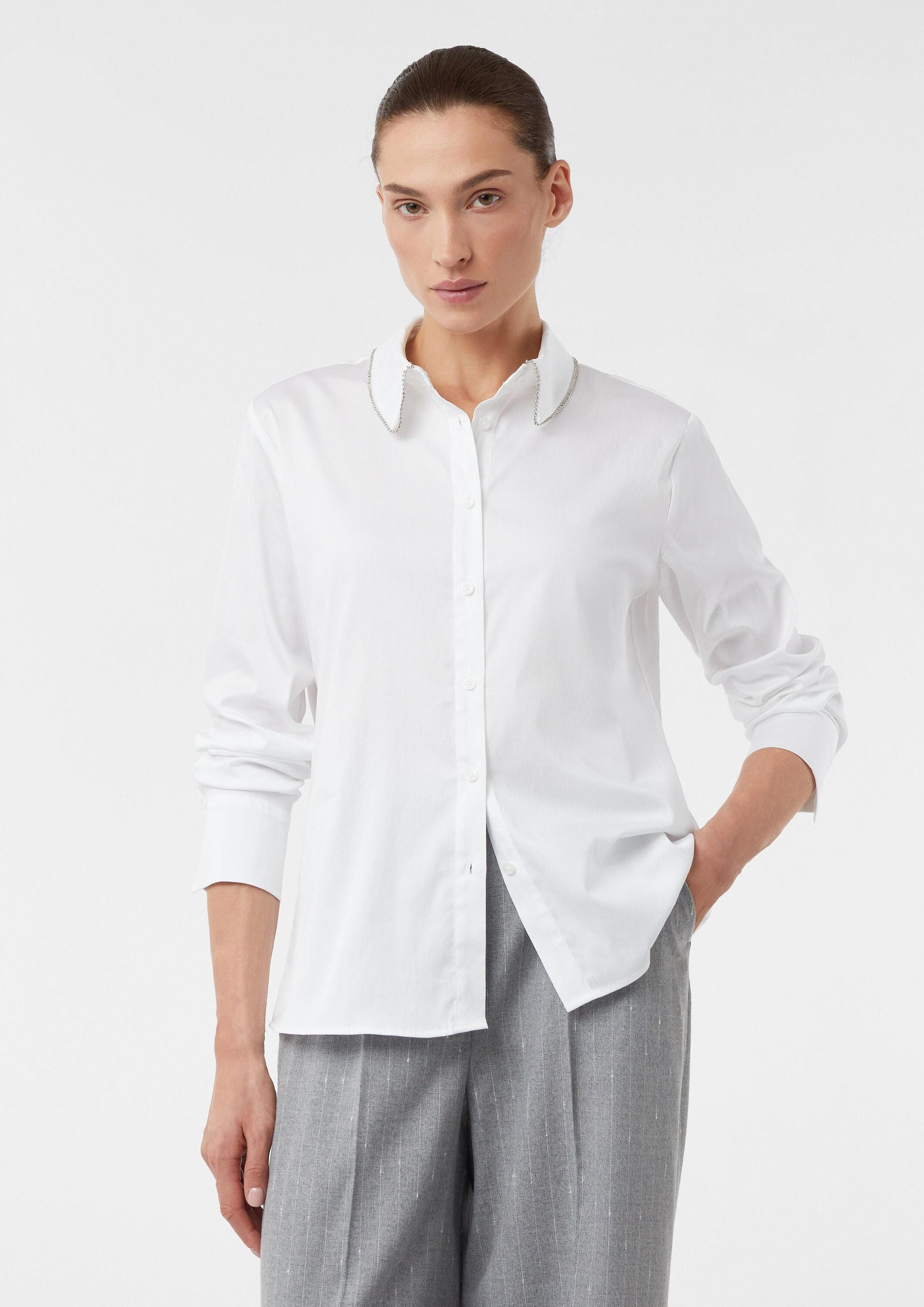 comma Langarmbluse Bluse Hemdbluse aus Baumwollpopeline günstig online kaufen