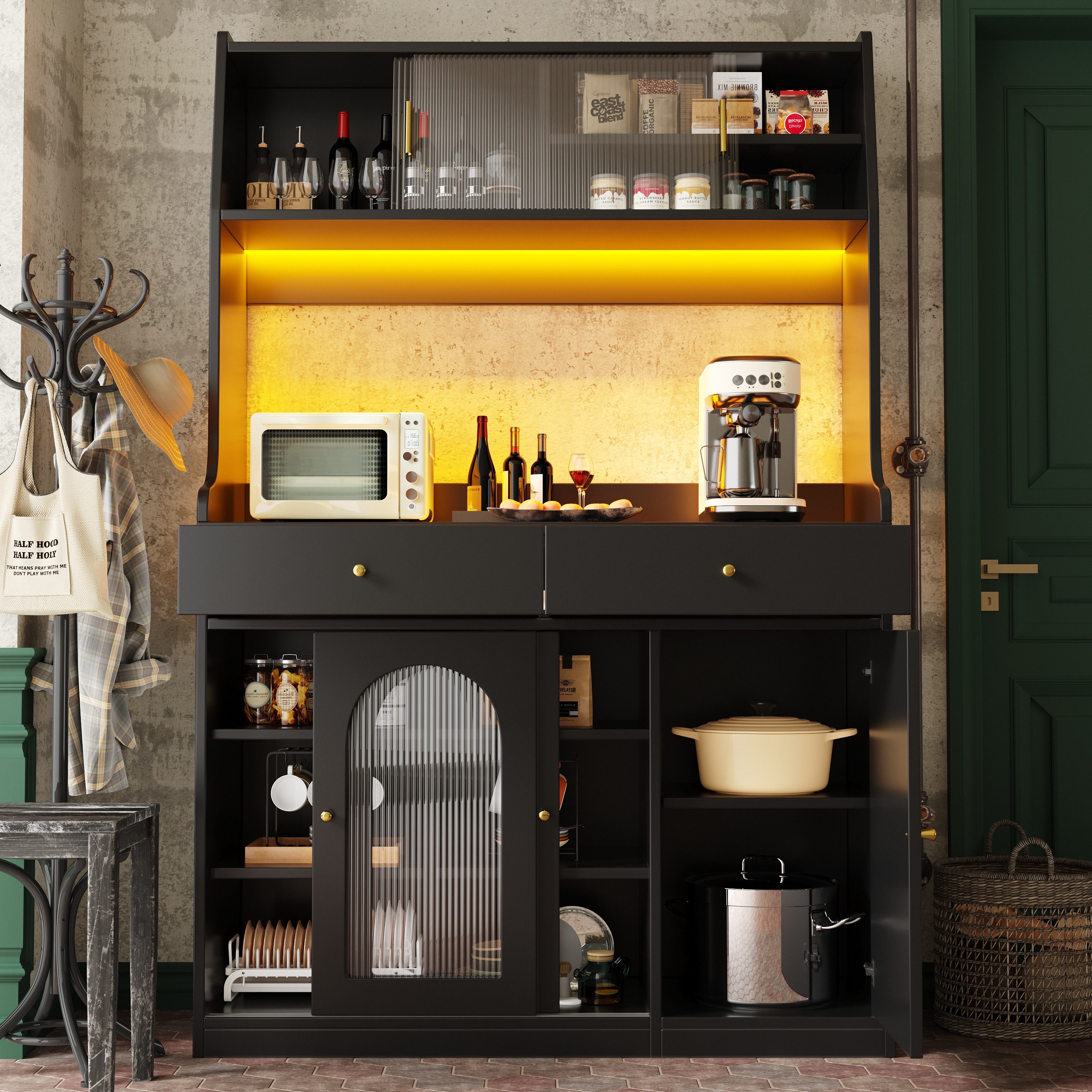 MODFU Hochschrank Küchenschrank,Vitrinenschrank,Buffetschrank (Hochwertiger günstig online kaufen