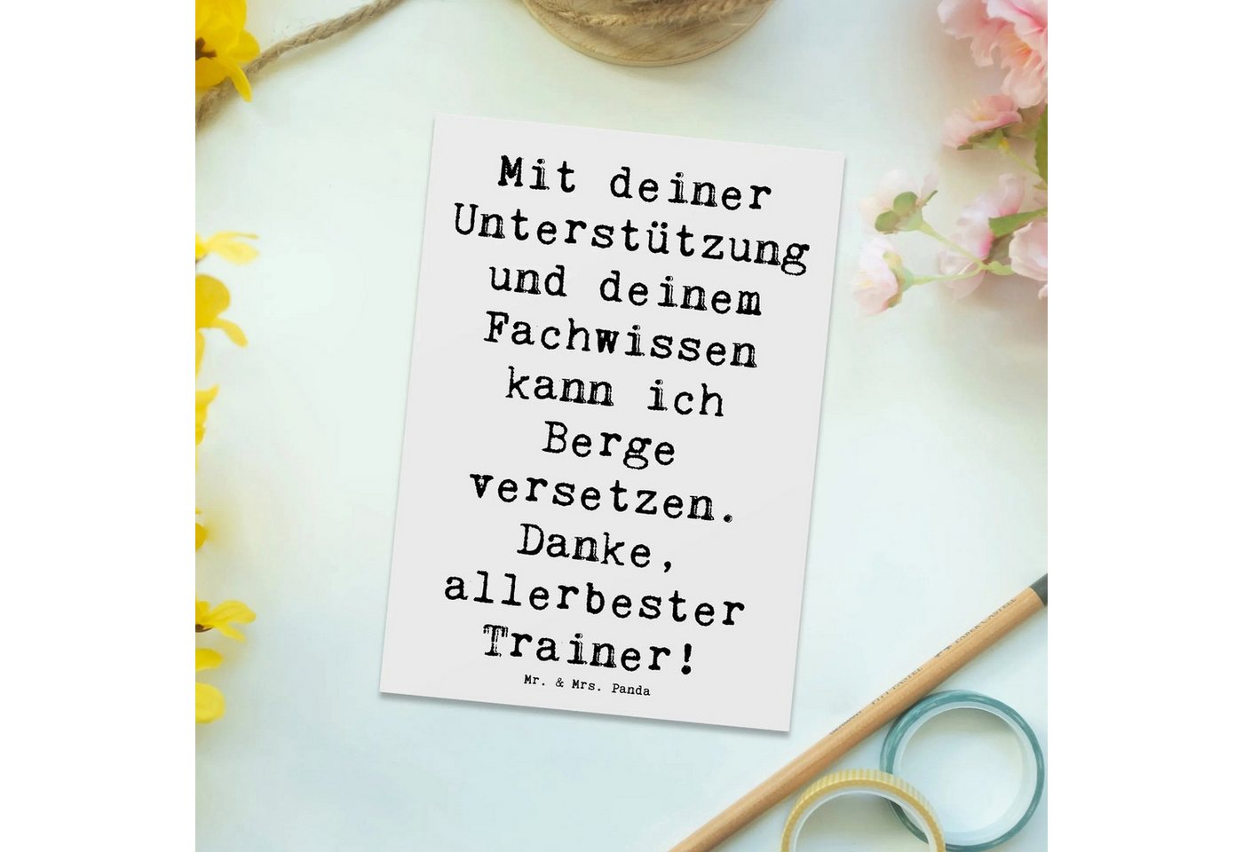 Thumbnail - Mr. & Mrs. Panda Postkarte Spruch Bester Trainer - Weiß - Geschenk, Danke Trainer, Dankbarkeit T, Glänzende Vorderseite