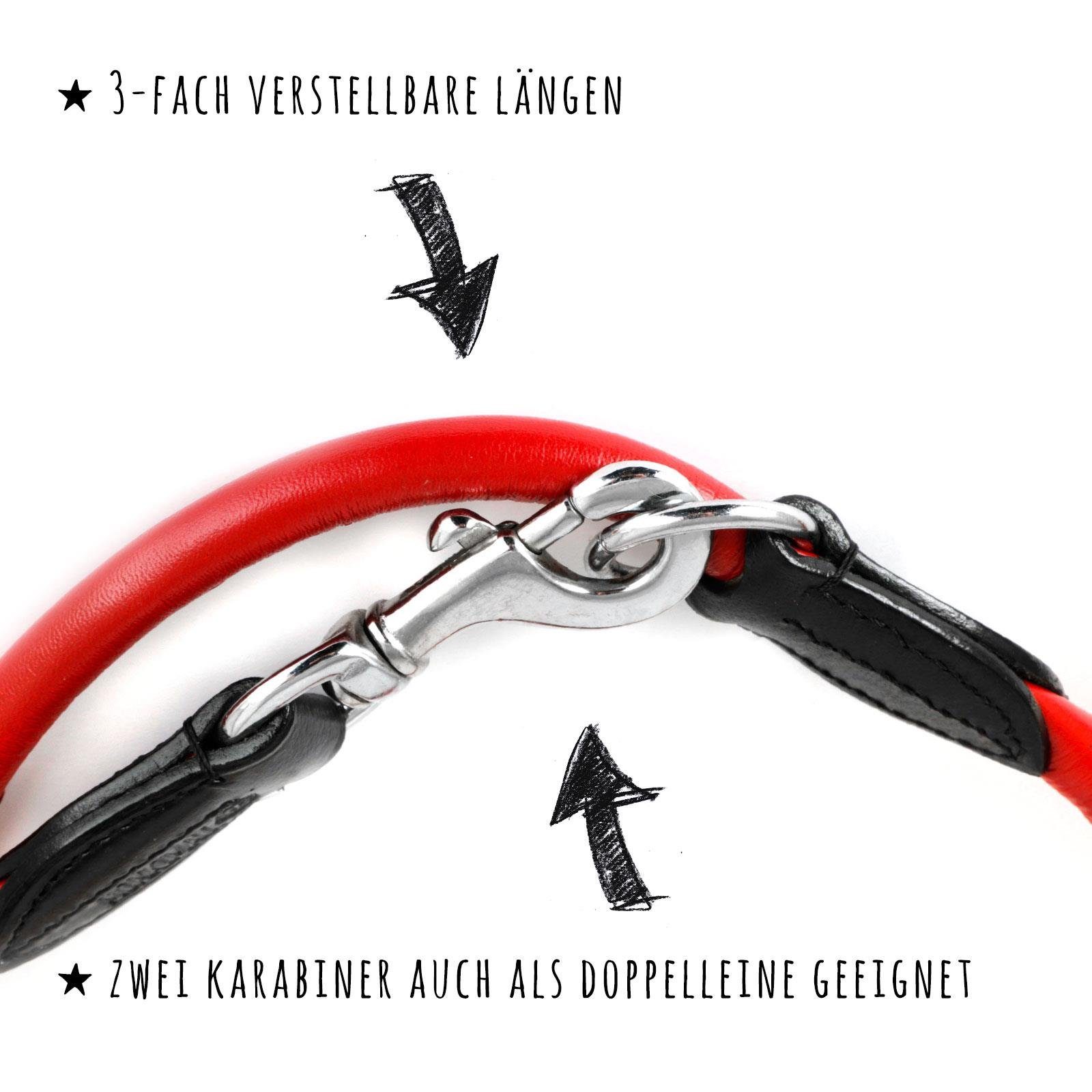 Monkimau Hundeleine Verstellbare Führleine aus echt Leder, Leder (Packung)