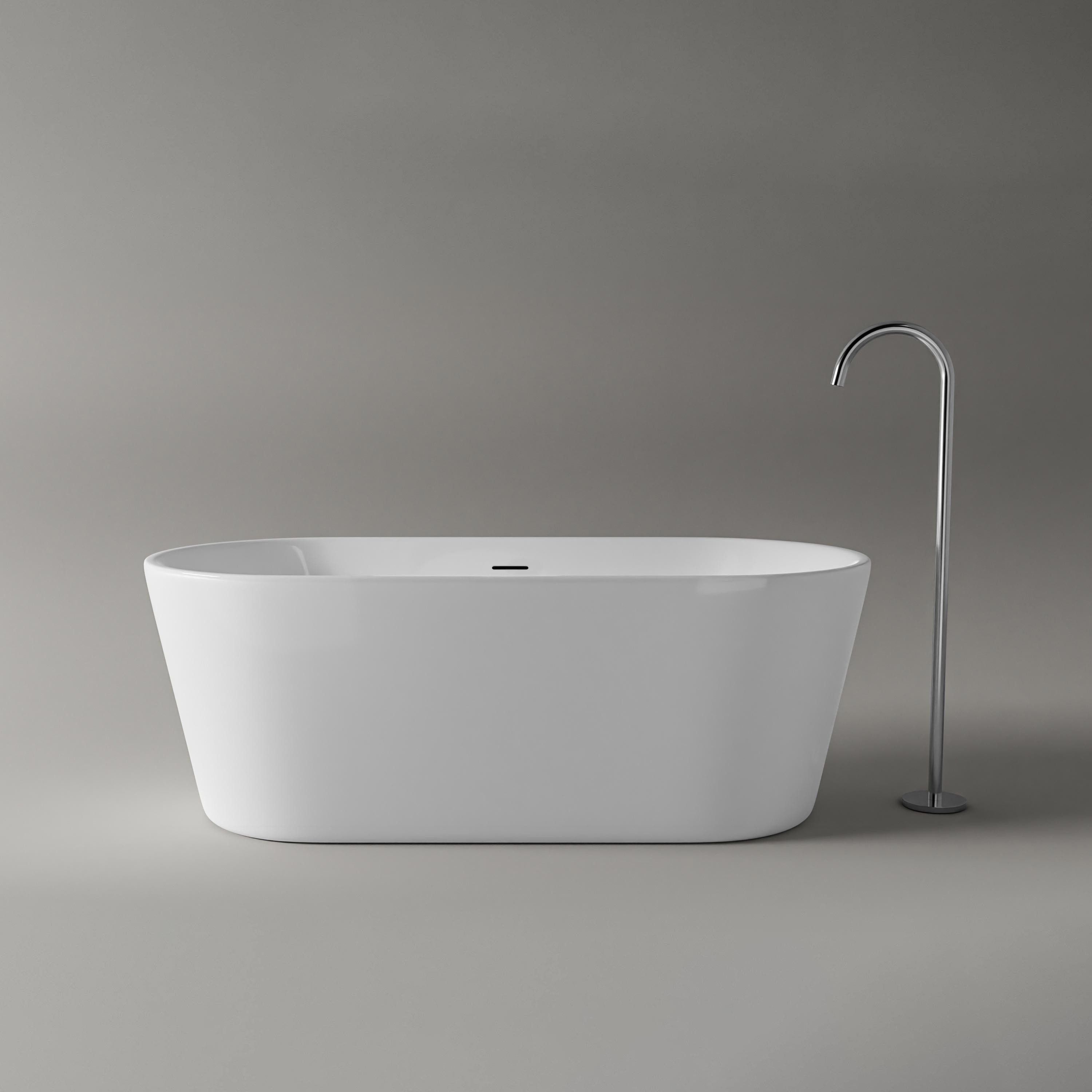Bernstein Badewanne MIO 2.0 Weiß glänzend 170 x 75 cm, Freistehende Badewanne Acryl weiß inkl Siphon schmaler Rand