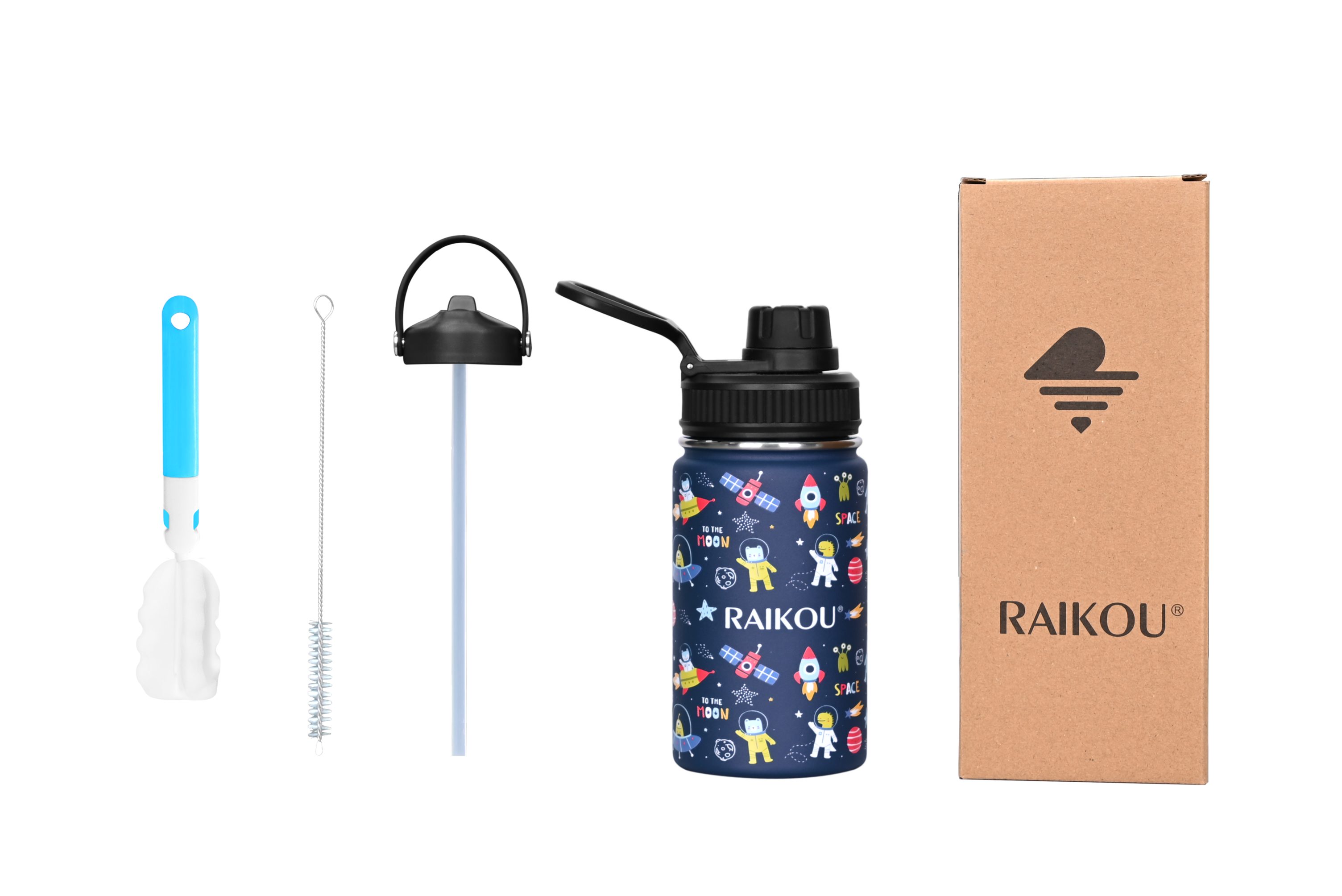 RAIKOU Isolierflasche Trinkflasche Vakuumisolierte Wasserflasche Nachtblau Auslaufsichere 2 mit Sportflasche, Deckel